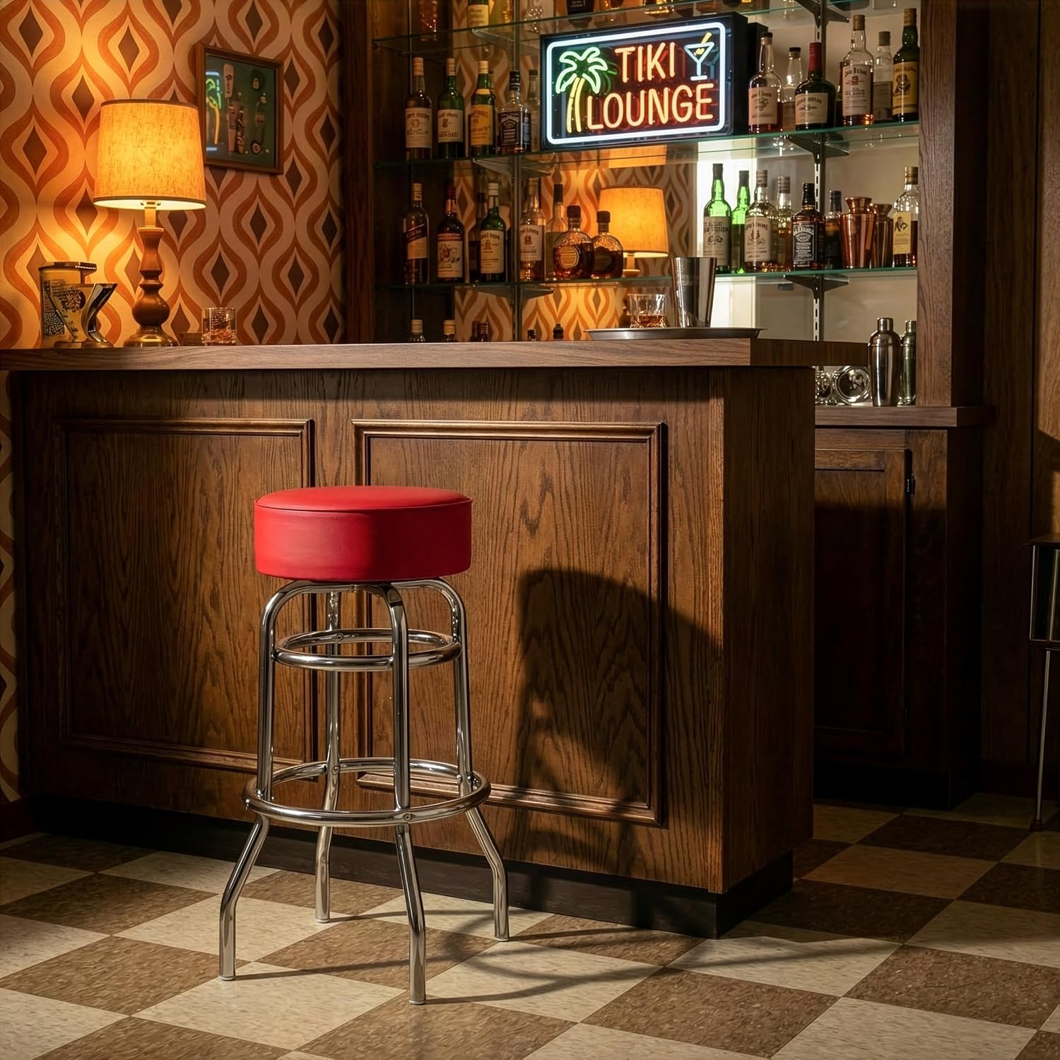 Trademark Gameroom Bar Stool - Blue Stool with Foam Padded Seat - Swivel Chair for Game Room, Garage, or Home Bar