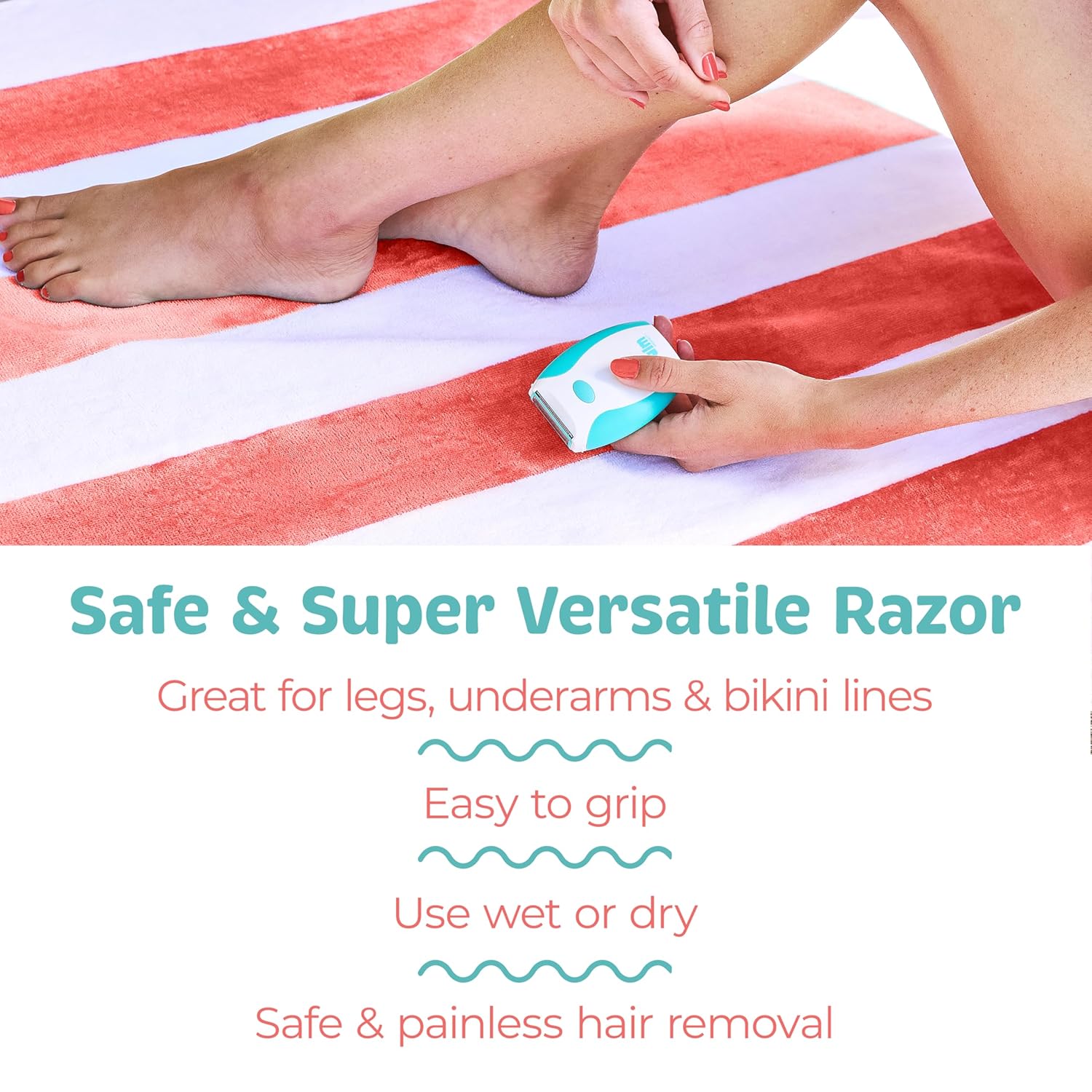PalmPerfect Electric Shaver for Women, Triple Blade Razor, Wet/Dry