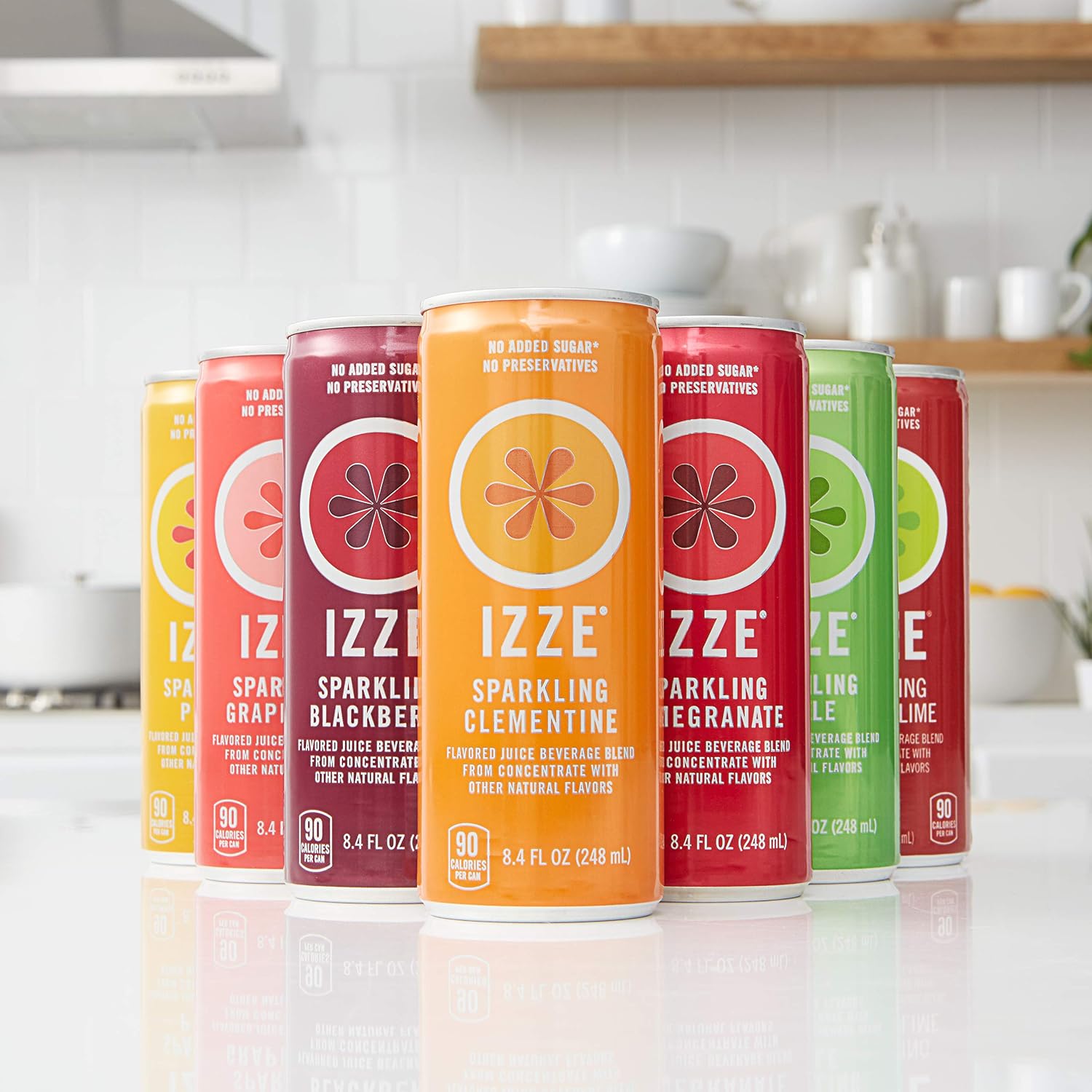 IZZE Sparkling Water Juice Beverage Blend, Pineapple, No Sugar Added, 8.4 FL OZ, 24 Cans