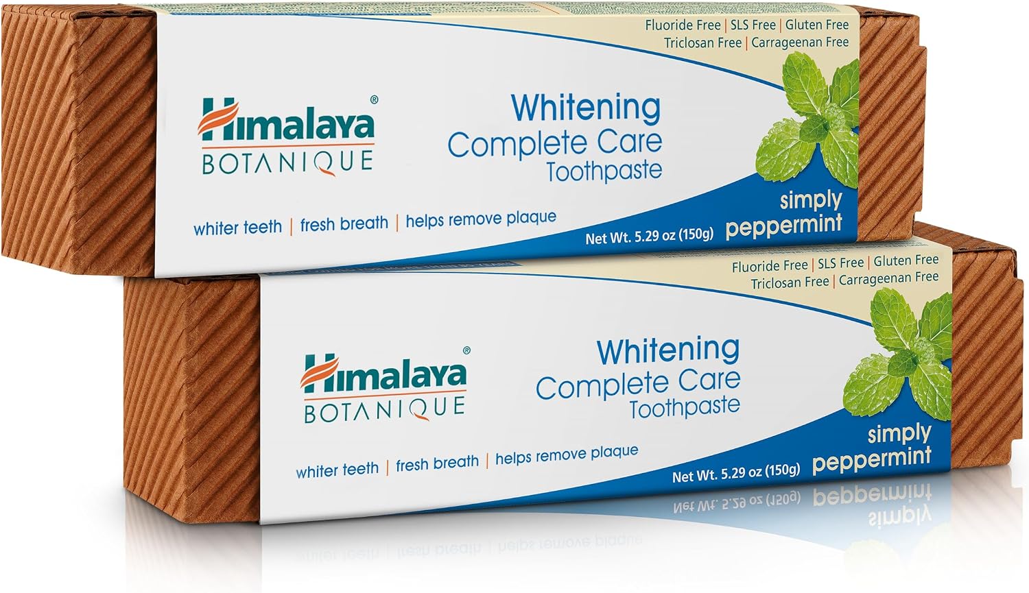 Himalaya Botanique Whitening Complete Care Toothpaste, Teeth Whitening, Fights Plaque, Fluoride Free, No Artificial Flavors, SLS Free, Cruelty Free, Foaming, Simply Mint Flavor, 5.29 Oz, 4 Pack