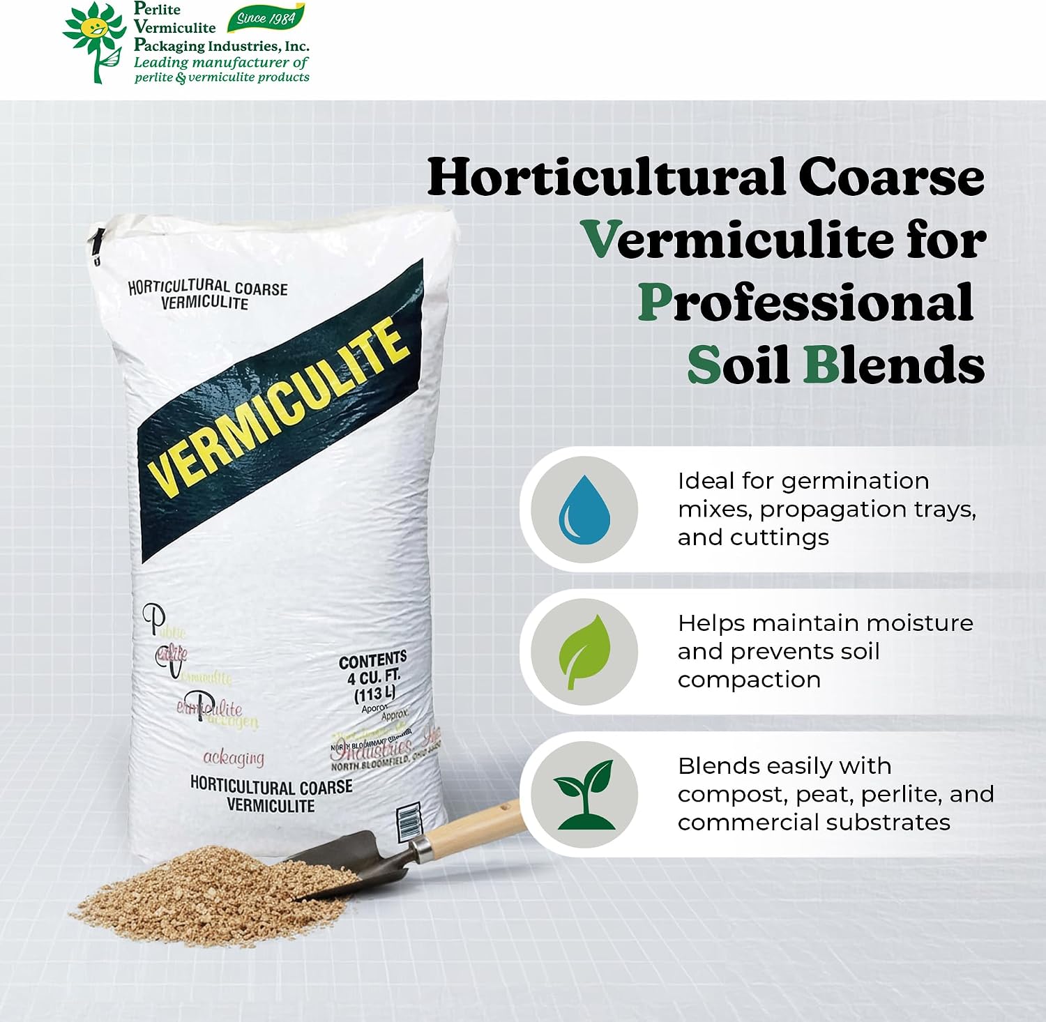 PVP Industries Horticultural Coarse Vermiculite, Natural and Odorless Mix