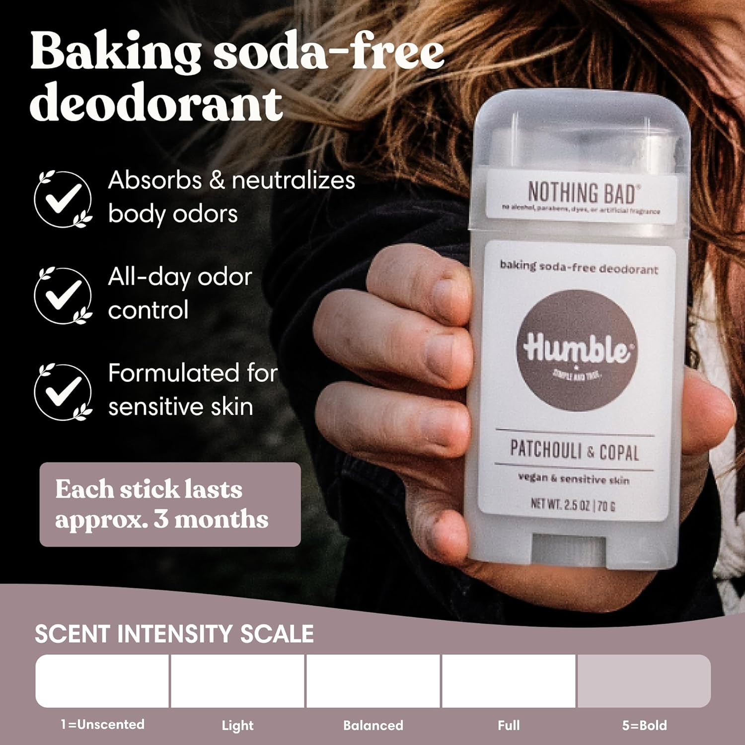 Humble Aluminum-Free Deodorant, Simply Unscented - 1 Pack | Baking Soda-Free, Clean, Fresh, Natural, Essential Oils, Sensitive Skin, Long-Lasting Odor Control, Cruelty-Free, Men & Women