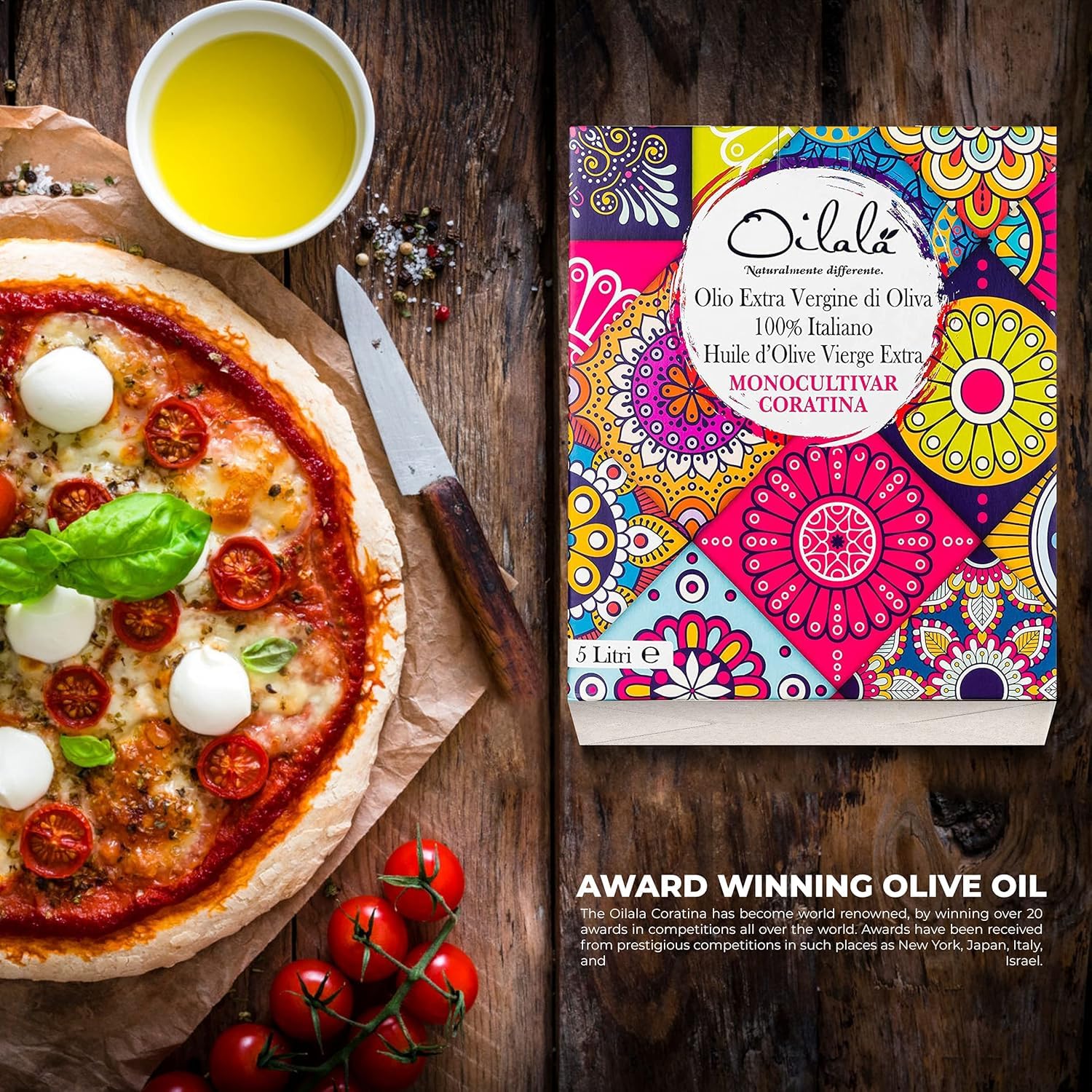 Oilala Extra Virgin Olive Oil, Coratina, High Polyphenols 765 mg/kg, High Hydroxytyrosol, Great For phenolic Shot, Drinking, Oleocanthal Rich Robust, Puglia Italy, Italian family farm, Single Source, Gold Medal NYIOOC (16.9 FL Oz)