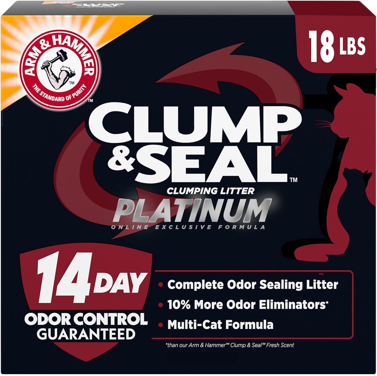 ARM & HAMMER Slide Platinum Easy Clean-Up Clumping Cat Litter, 18 lbs