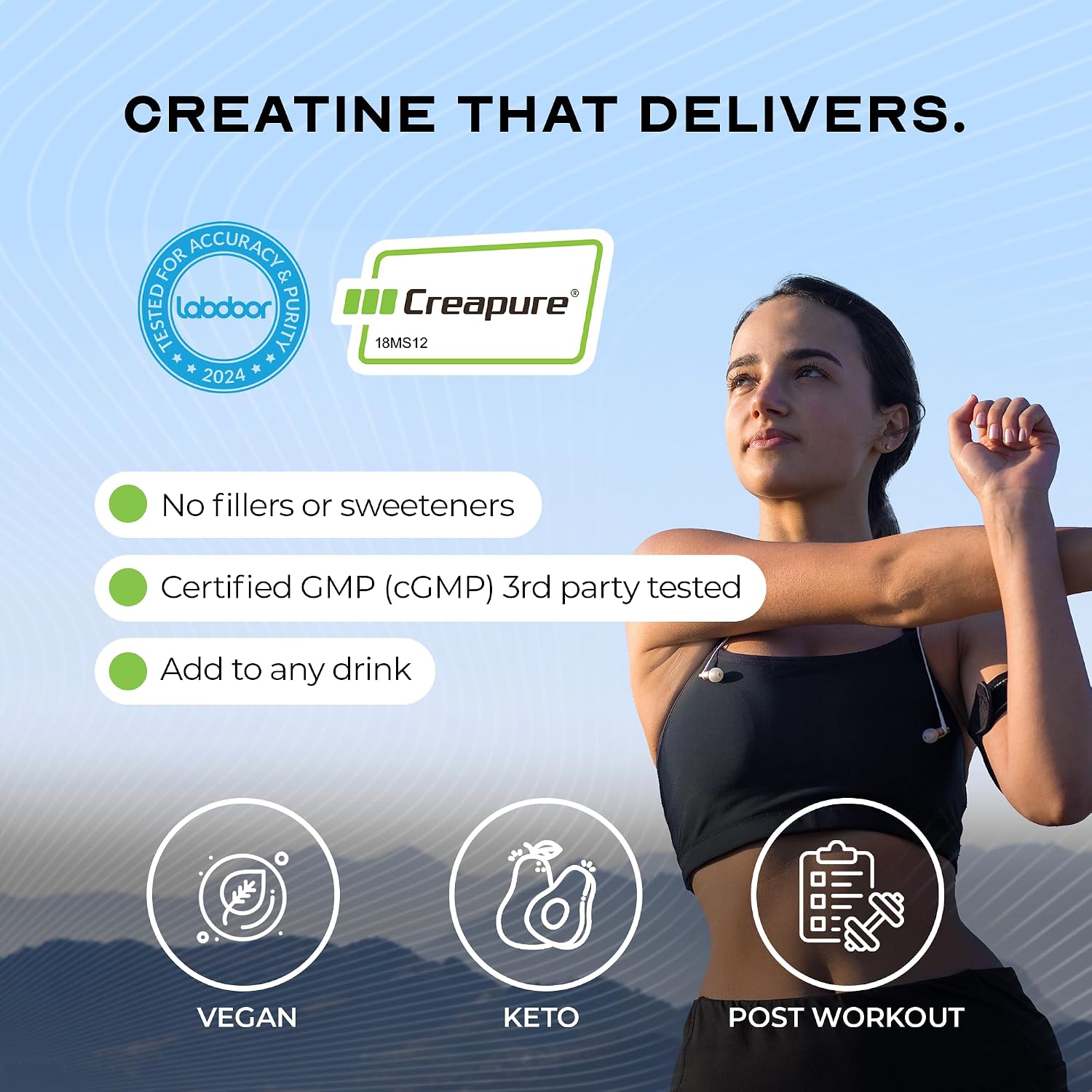 Muscle Feast Creapure Creatine Monohydrate Powder, Unflavored (300g) | Vegan, Non-GMO, Keto Friendly Mass Gainer, Muscle Recovery Supplement & Trusted Creatine for Muscle Growth, Creatine Powder