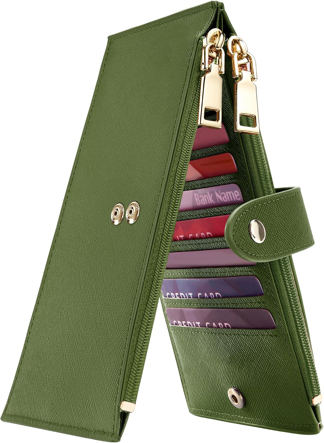 Travelambo RFID Wallet Women Large Size Bifold Multi Card Wallet Case with Zipper Pocke Credit Card Holder for Women
