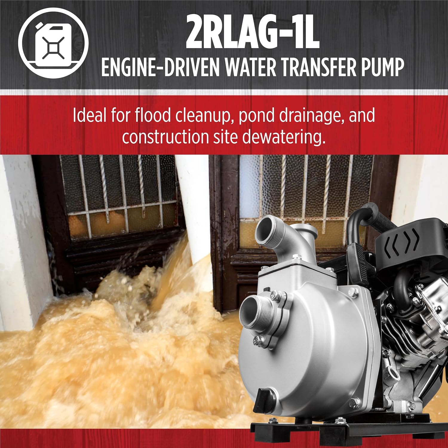 Red Lion 2RLAG-1L 60 GPM Gas Powered Water Transfer Pump, 79' Max. Head