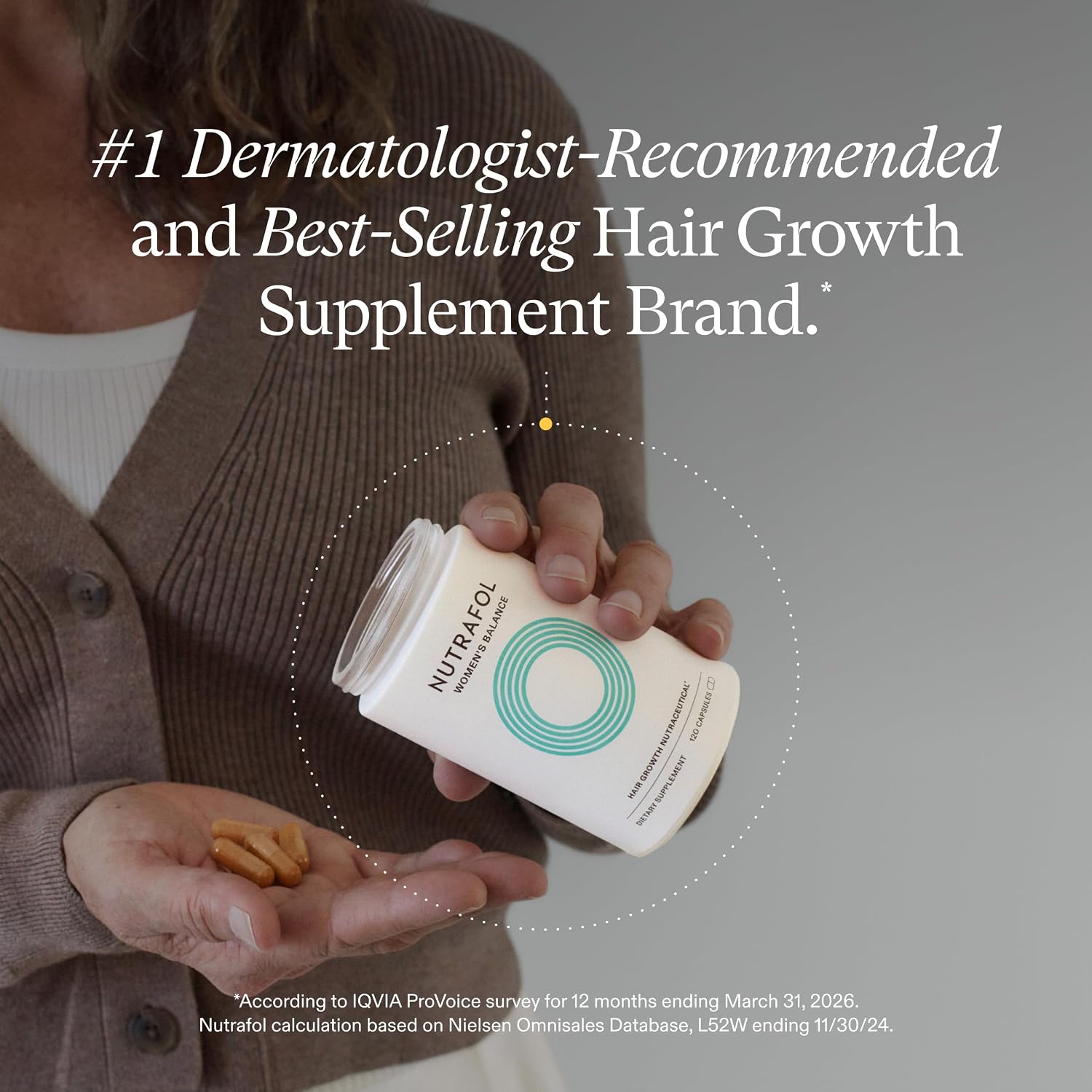 Nutrafol Women's Balance Hair Growth Supplements, Age 45+, 1-Month Bottle | #1 Dermatologist-Recommended Hair Growth Supplement Brand