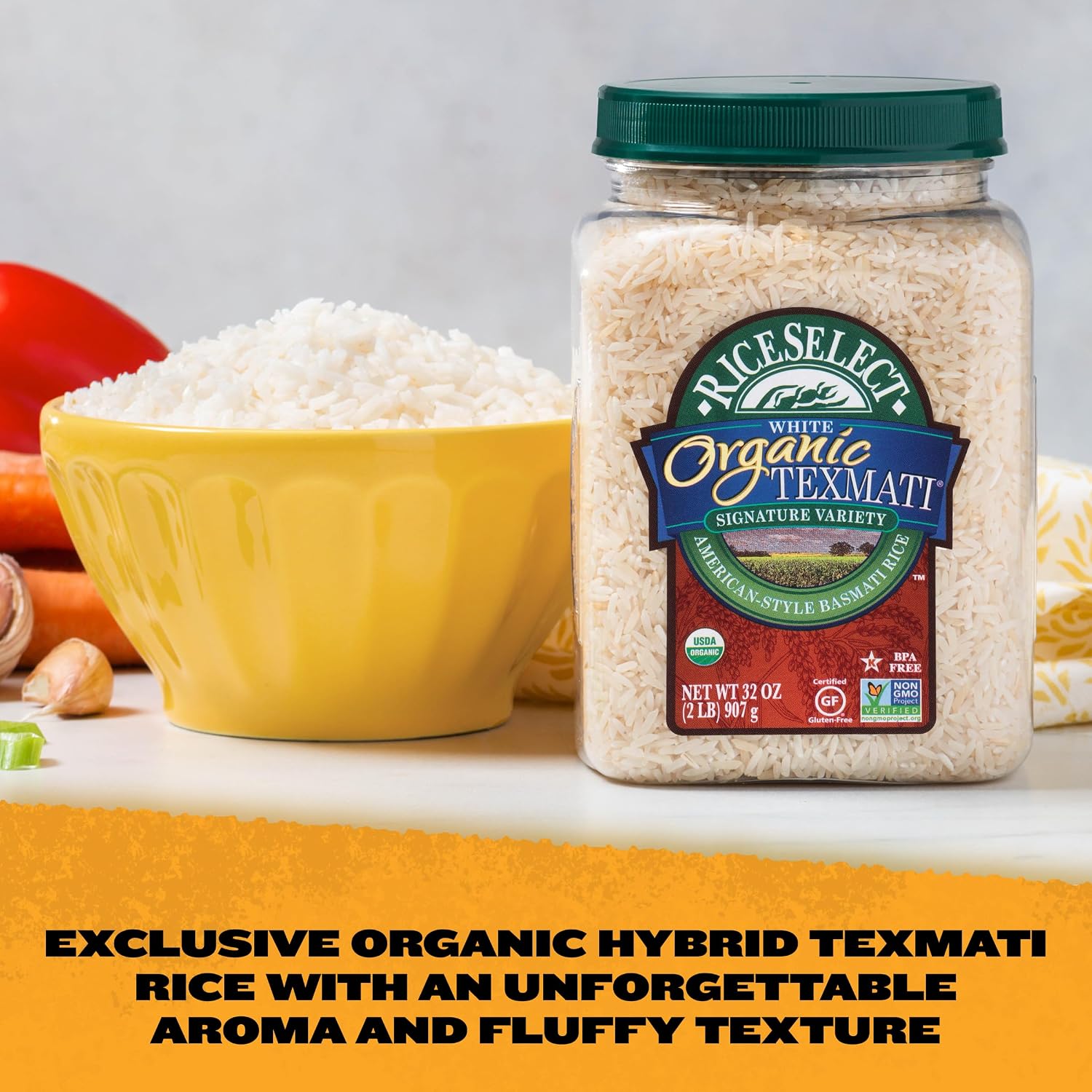 RiceSelect Organic Texmati White Rice, Long-Grain Basmati Rice