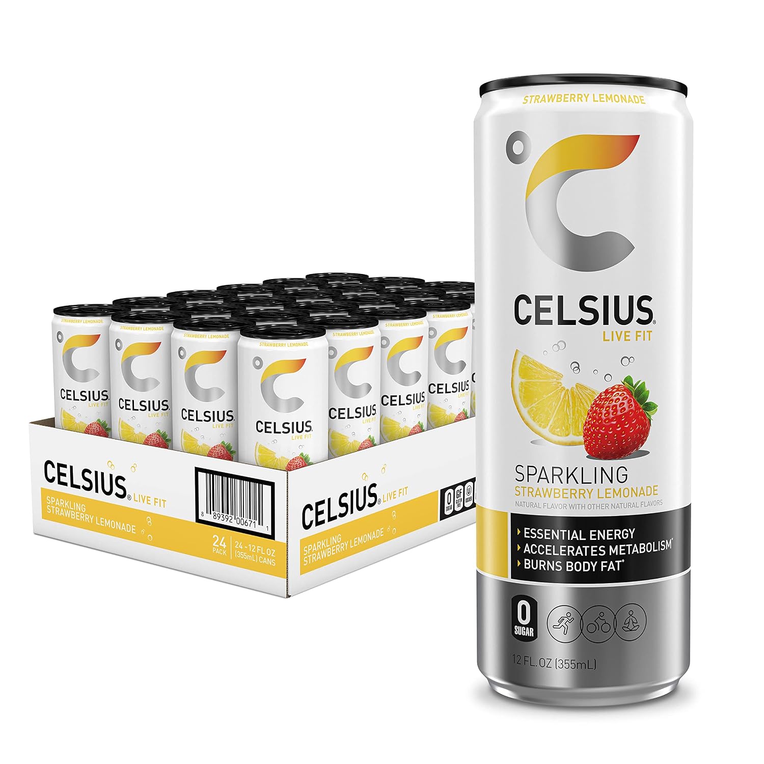 CELSIUS Sparkling Orange, Sugar Free Energy Drink, 12 Fl Oz (Pack of 4)