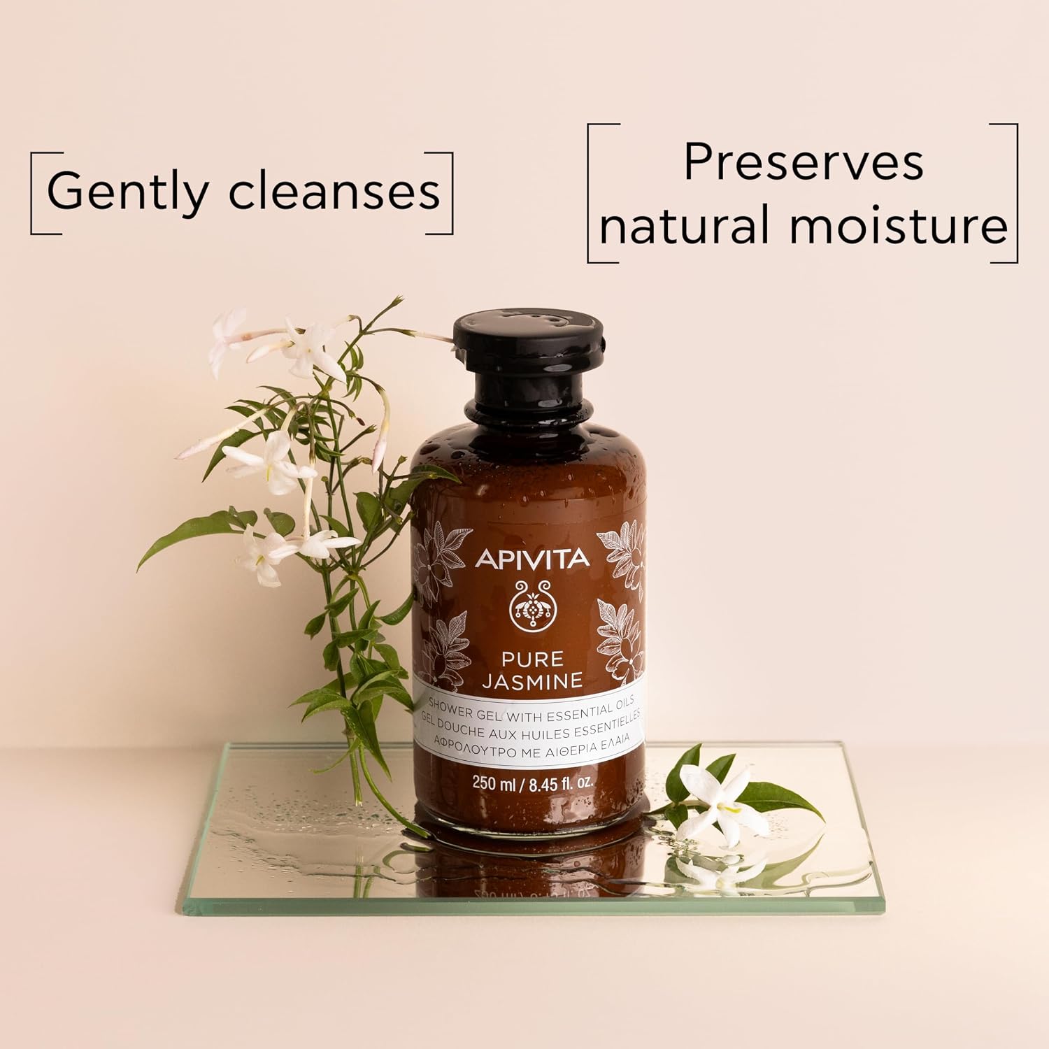 APIVITA Pure Jasmine Shower Gel | Gently Cleanses, Hydrates & Preserves Skin's Moisture with Jasmine & Propolis