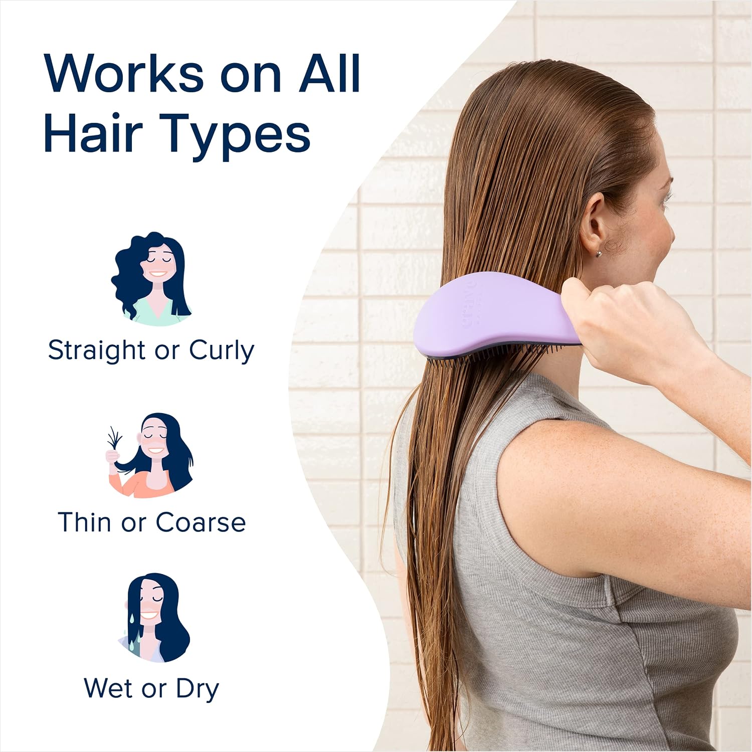 Crave Naturals Glide Thru Hair Brush - Detangler Brush for Curly, Straight, Wet or Dry Hair - Gentle Detangling Brushes for Adults, Kids, Toddlers - Hair Accessories for Women, 7.5x3" - Pink