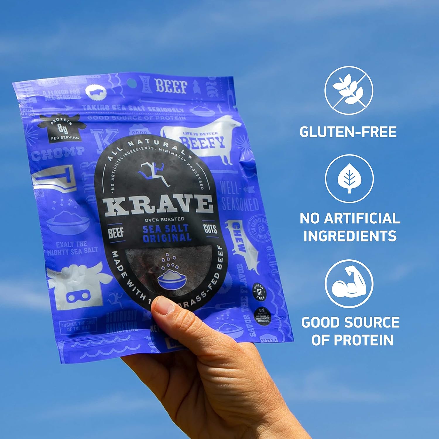 KRAVE All Natural Pork Jerky, Black Cherry BBQ - Protein Packed Snacks Roasted for Maximum Flavor - Premium Tender Meat Cuts - Gluten Free - 2.7 Ounce