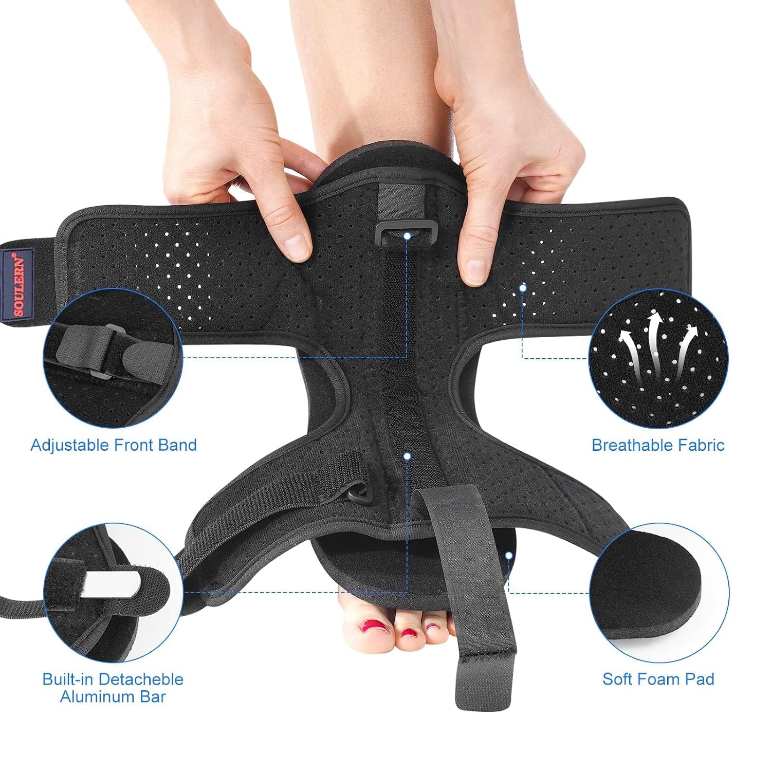 Plantar Fasciitis Night Splint Drop Foot Orthotic Brace, Adjustable Plantar Fasciitis Brace, Improved Dorsal for Effective Relief from Plantar Fasciitis, Achilles Tendonitis, Ankle Pain