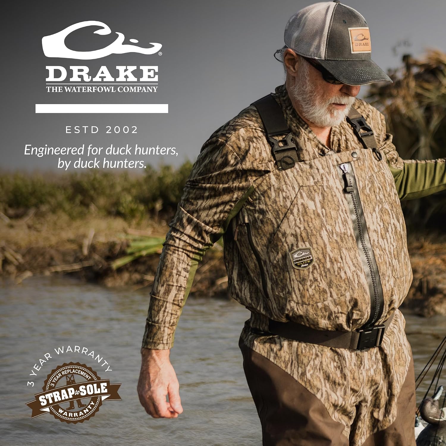 Drake Waterfowl Insulated Chest Wader, 125g Insulation Liner, 1200g Thinsulate Boots, Mens Chest Waders, Waterfowl Hunting