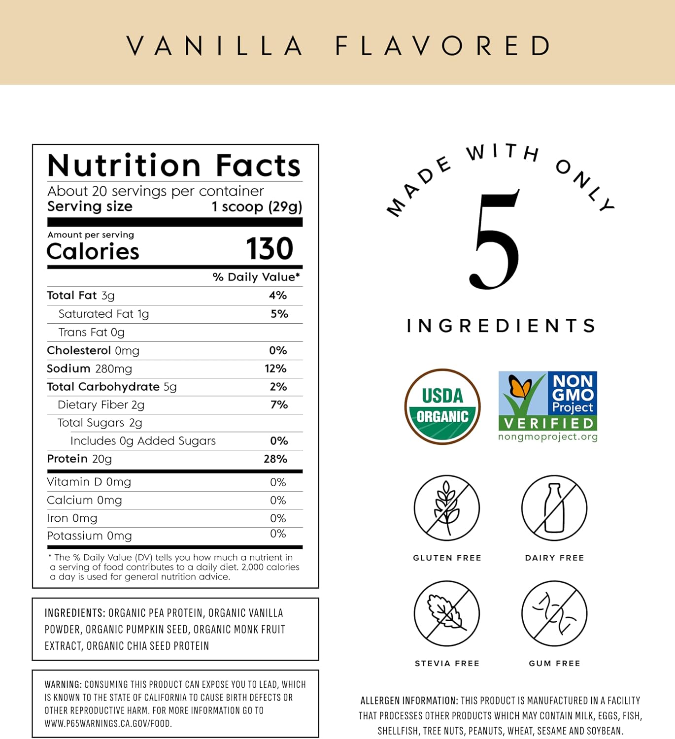 Truvani Organic Plant Based Protein Powder | Chocolate Peanut Butter