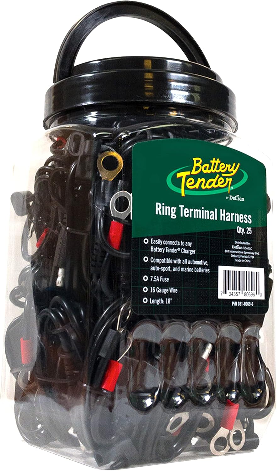 Battery Tender Ring Terminal Harness Accessory Cable - 18 inch Cord Adapter with SAE Quick Disconnect - Easy Quick Convenient for Motorcycles, Cars, ATVs and More - 081-0069-6