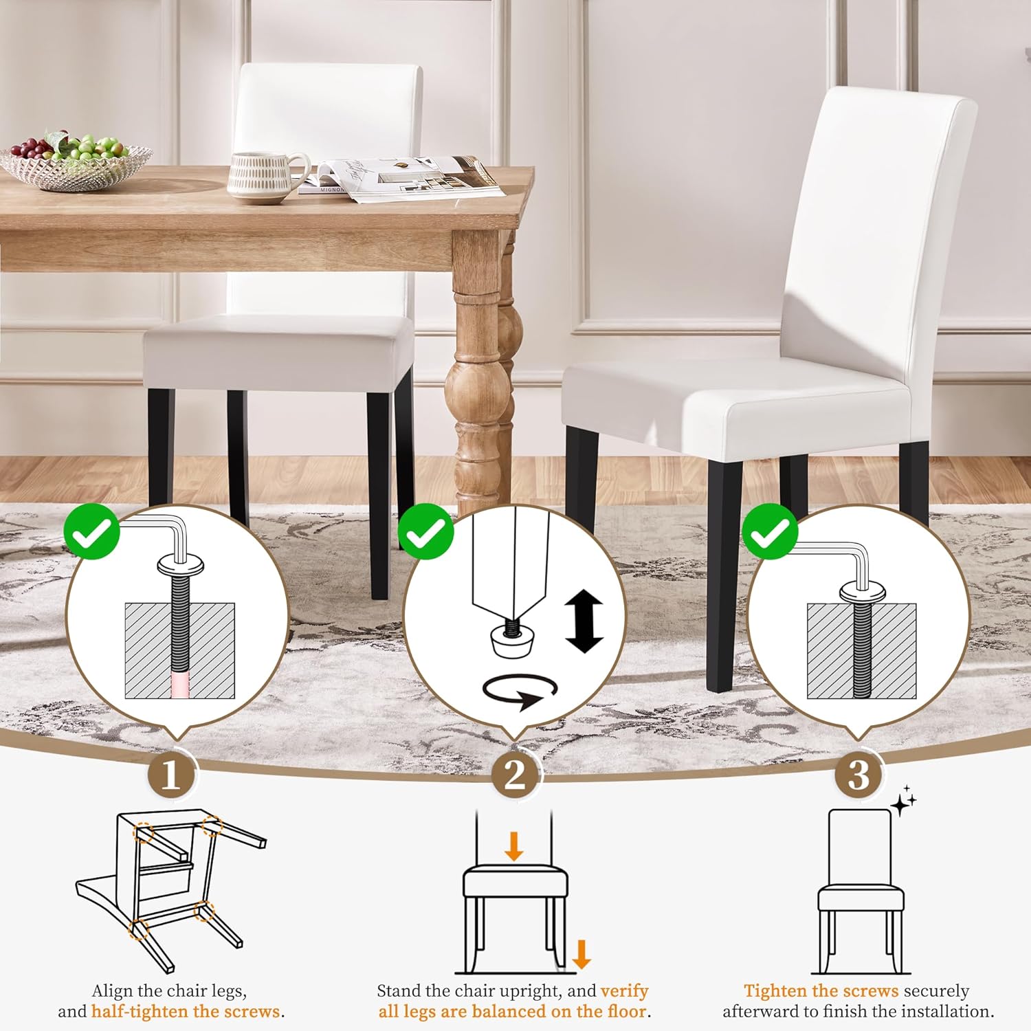 Yaheetech Dining Chairs Set of 4 Upholstered Kitchen Chairs Black