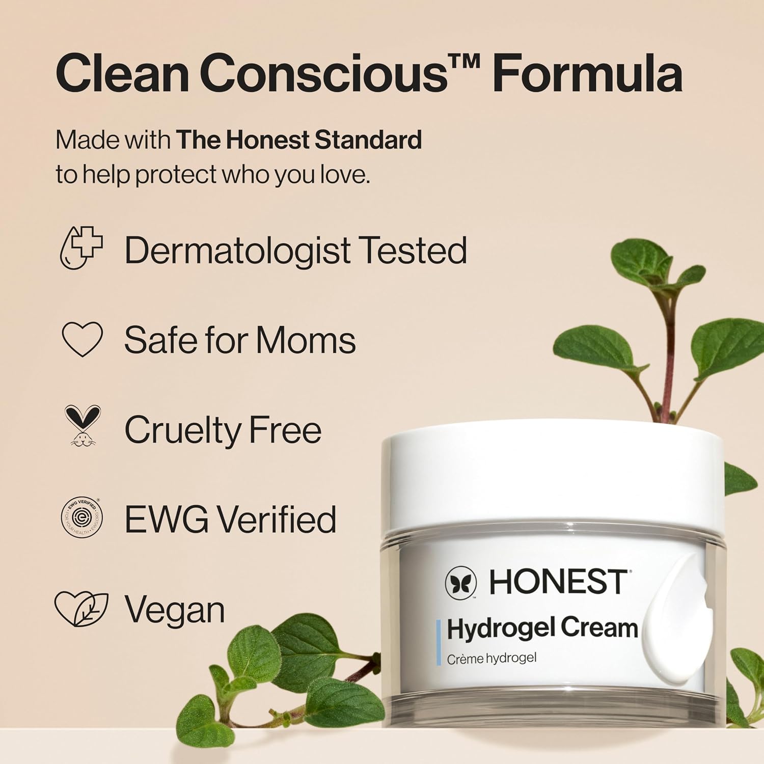 Honest Beauty Hydrogel Cream, Sensitive Skin, Fragrance-Free, 1.7 fl oz