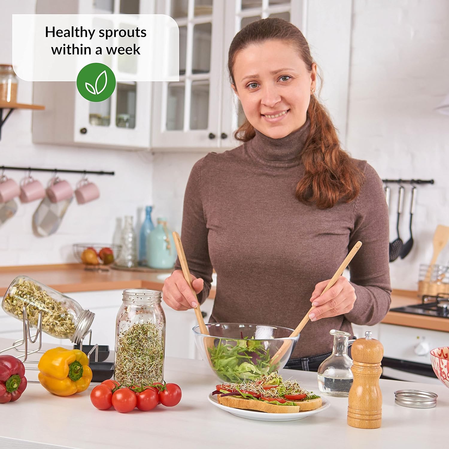 2 Pack Seed Sprouting Jar Lids | For 2.75" Regular Mouth Mason Jars | Fresh Sprouts at Home | Strainer Screen for Canning Jars | 304 Stainless Steel