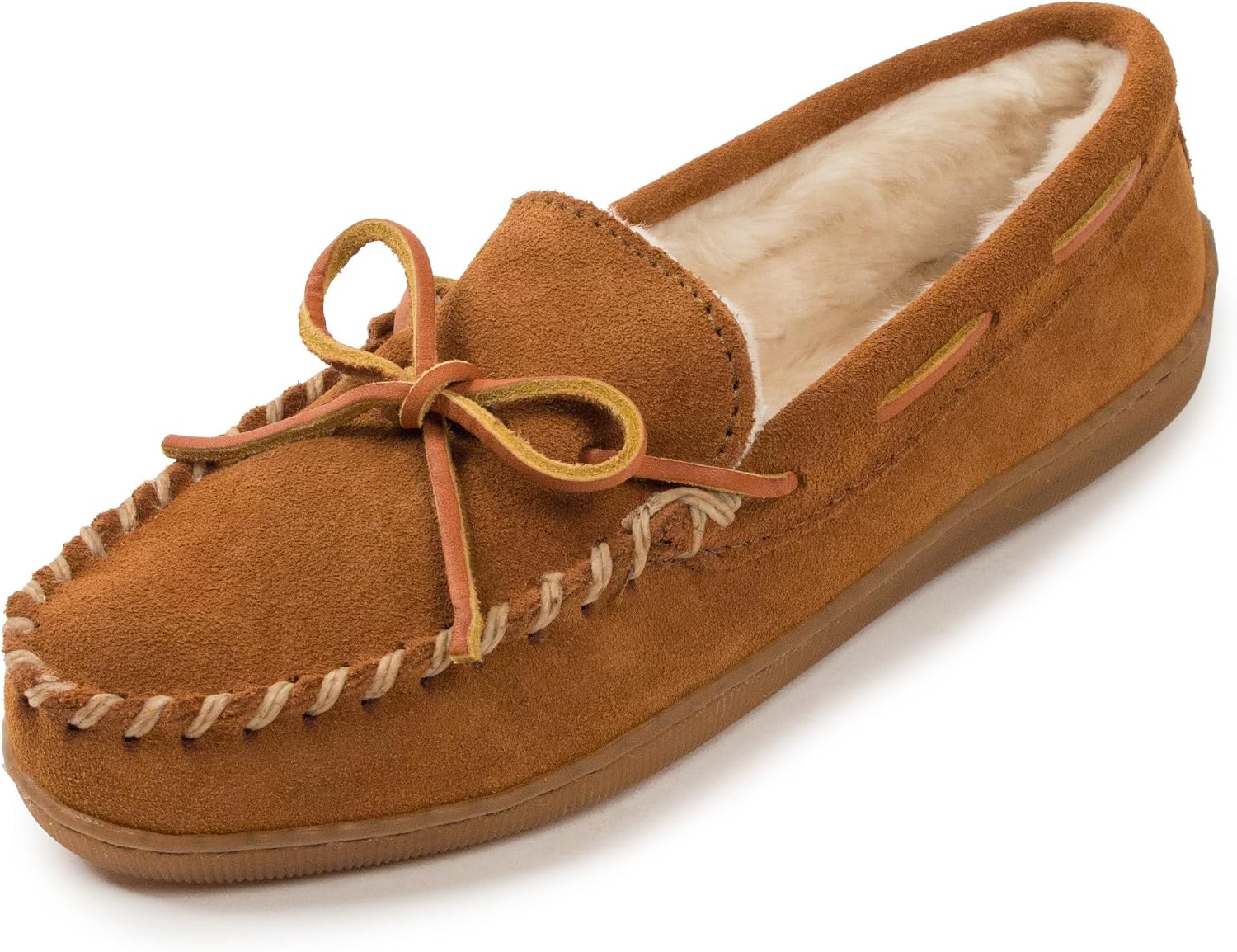 Minnetonka Women's Pile Lined Hardsole Moccasin Slippers