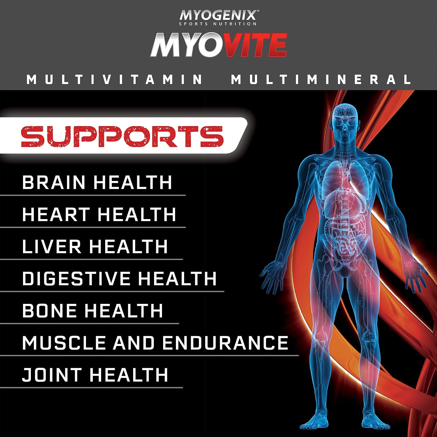 Myogenix Myovite Multivitamin – Daily Supplement – Designed for Athletes – Supports Joint, Heart