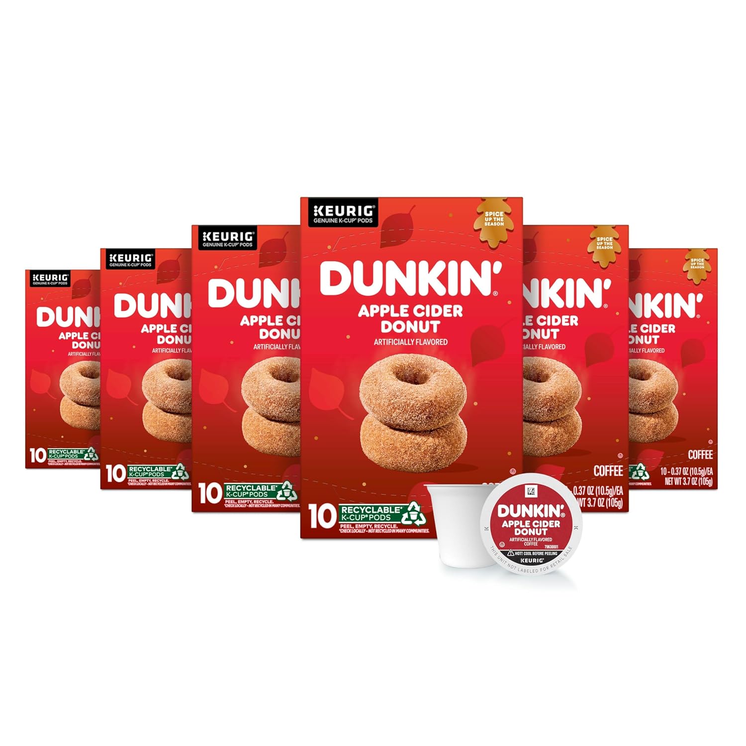 Dunkin’ Pumpkin Spice Artificially Flavored Coffee, 60 Keurig K-Cup Pods | 6 boxes of 10 single serve coffee pods each, Limited edition fall flavor, Made with arabica coffee, SNAP EBT eligible
