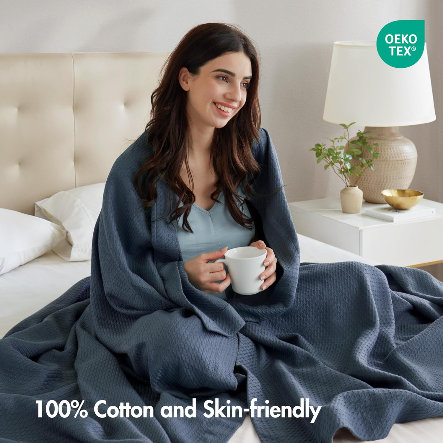 Madison Park 100% Egyptian Cotton Summer Blanket Full Queen Size Teal