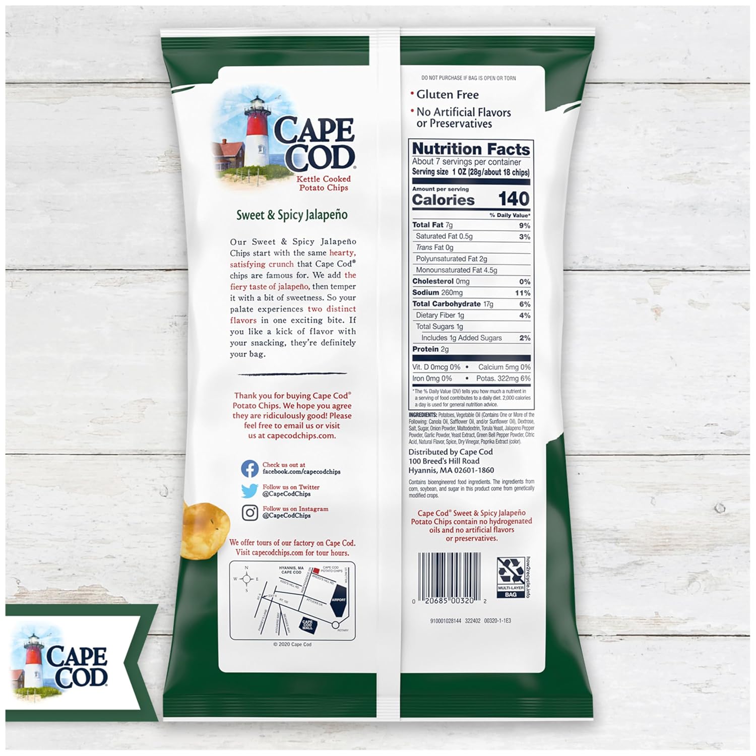 Cape Cod Sweet & Spicy Jalapeno Chips, 7.5 Oz Bag