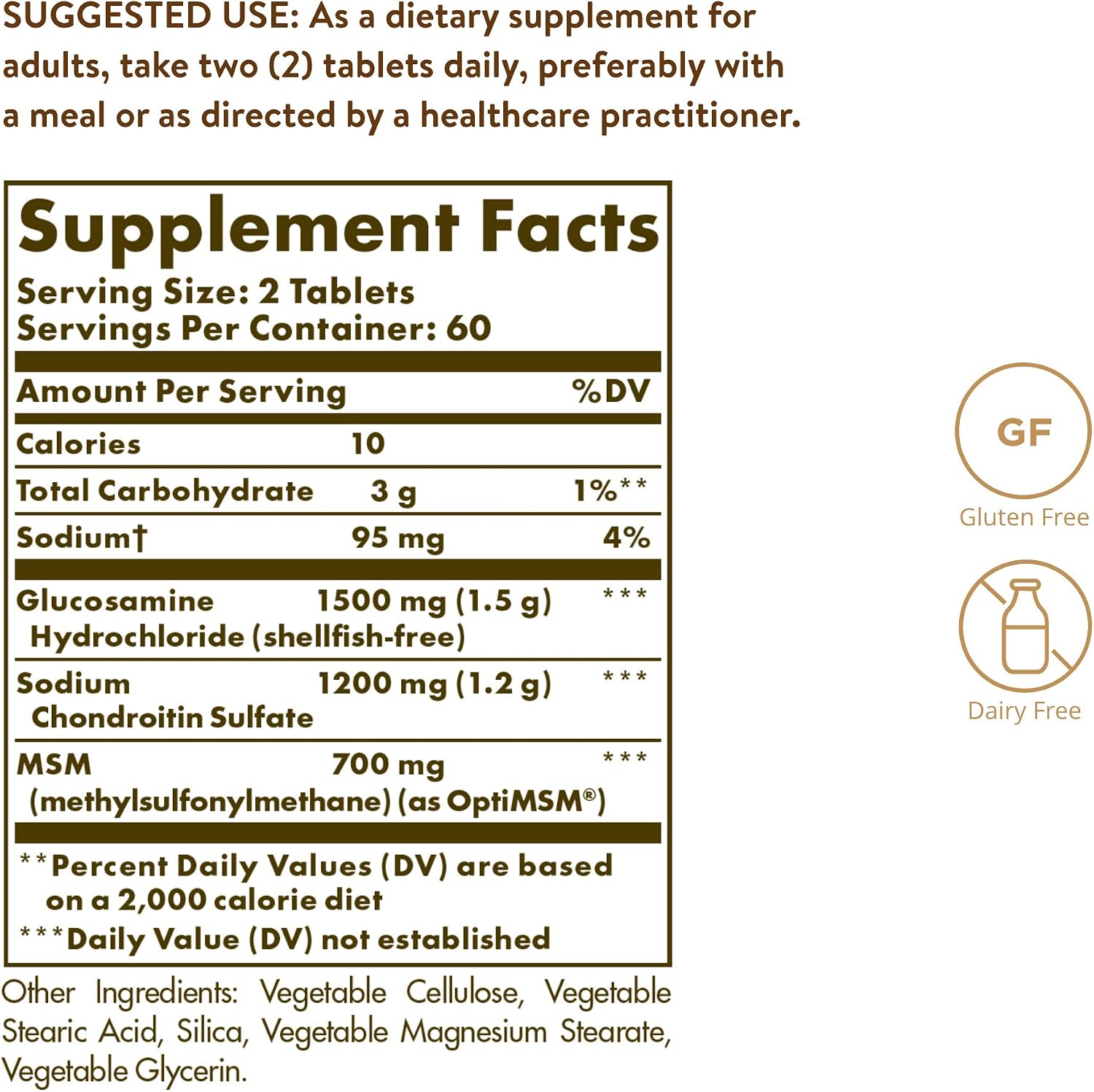Solgar Triple Strength Glucosamine Chondroitin MSM, 120 Tablets | Promotes Healthy Joints, Supports Comfortable Movement, Shellfish Free - Gluten Free, Dairy Free - 60 Servings