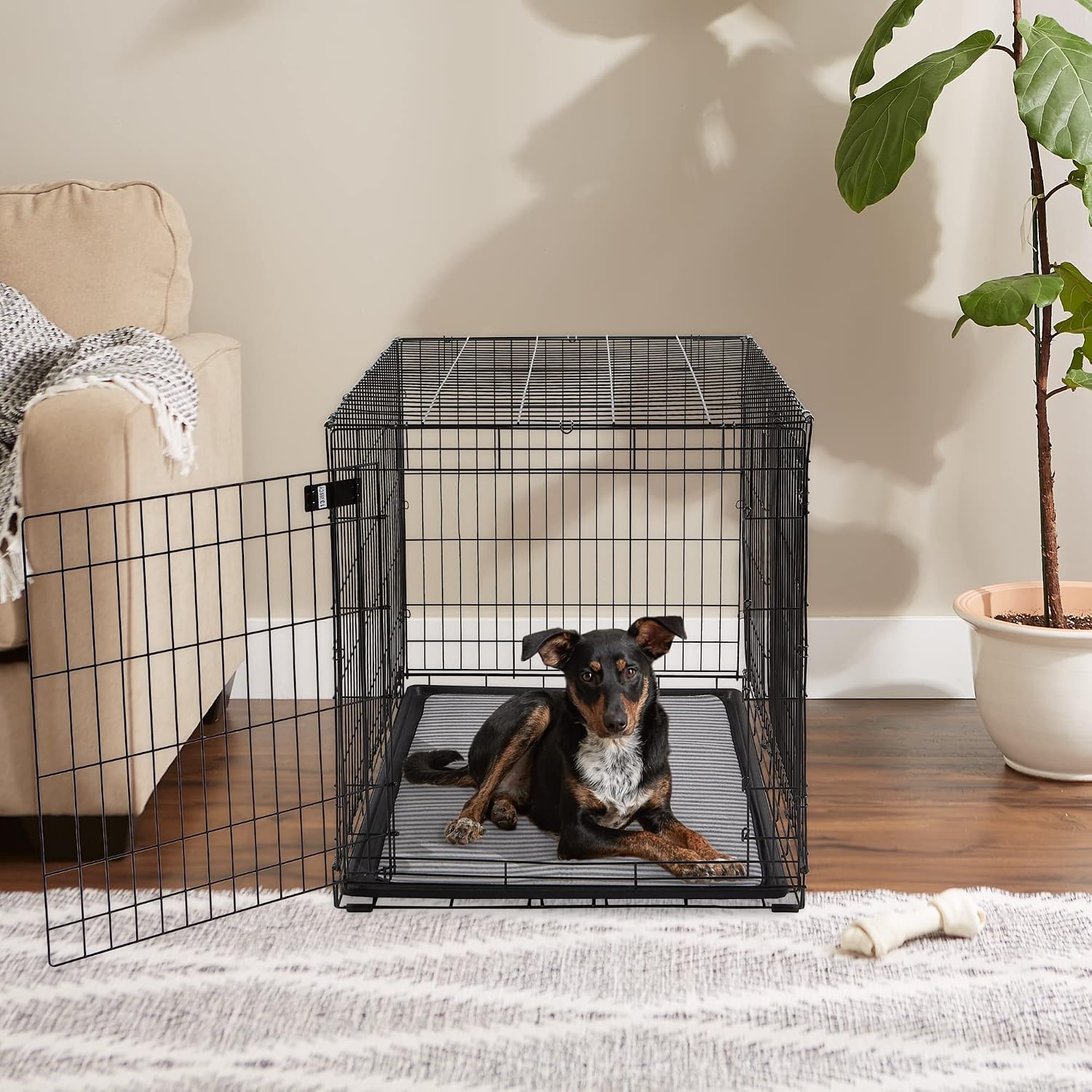 Bone Dry Striped Pet Cage Mat, XX-Large - 30 x 45, Gray