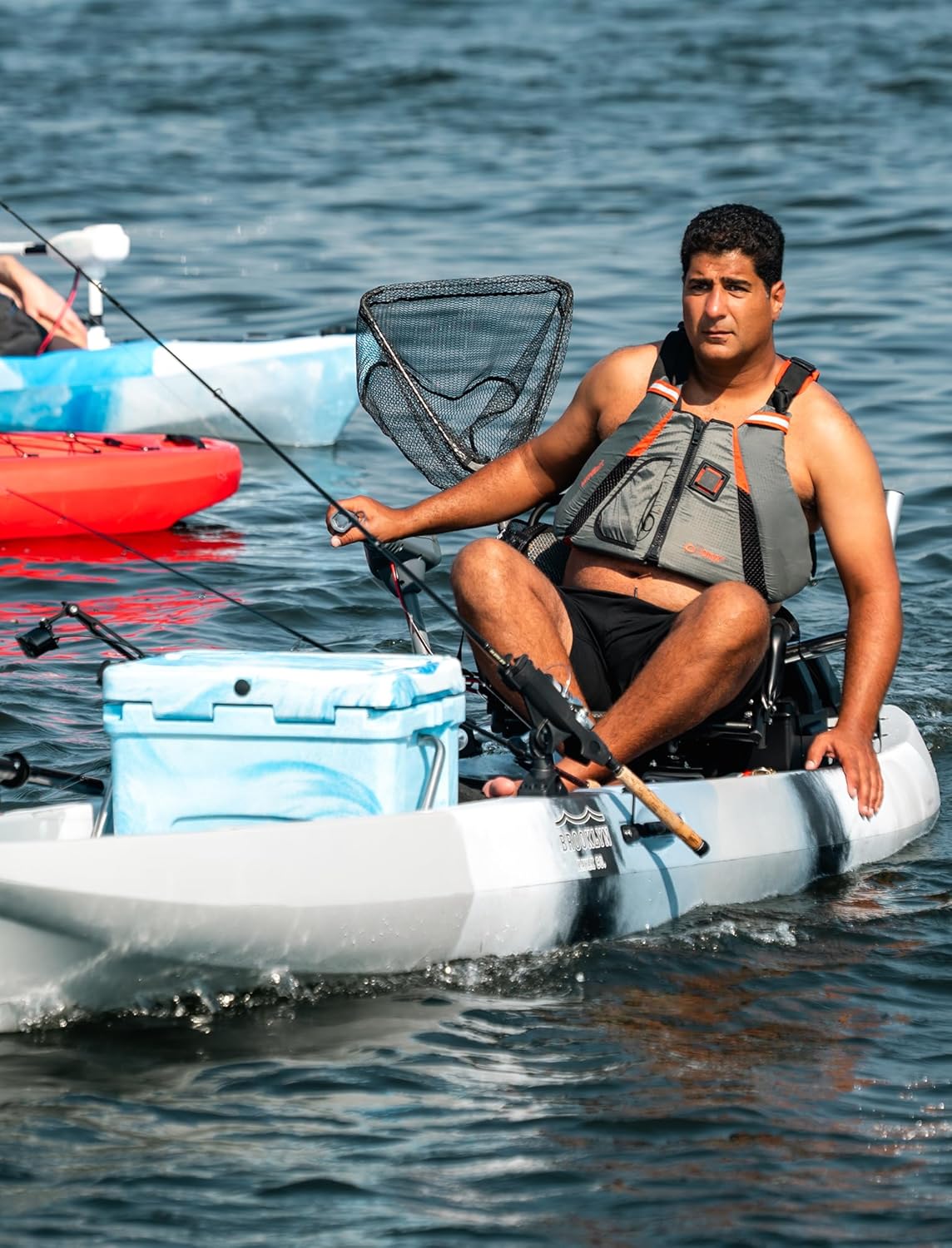 BKC Brooklyn 13.0 Pro Tandem Fishing Kayak, 2 to 3 Person | 800 lb capacity, adjustable frame seats, large dry storage, rod holders, stable wide hull, tandem or solo paddling