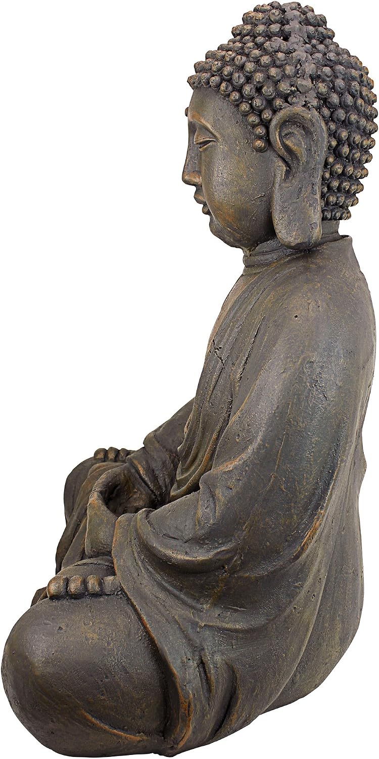 Design Toscano Jolly Hotei Laughing Man Asian Decor Indoor/Outdoor Garden Statue, 26 inches tall, Cast Stone Resin, Two Tone Stone Finish