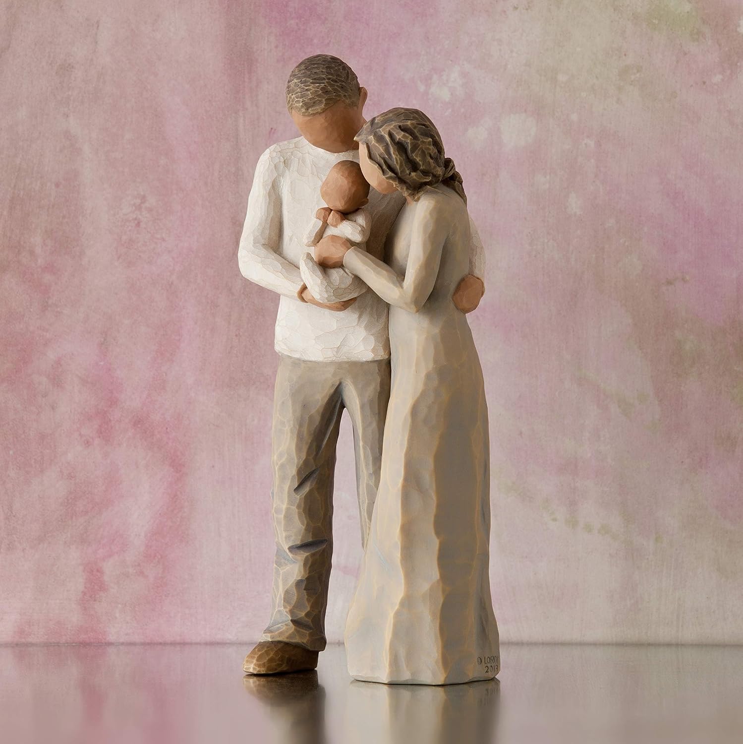 Willow Tree We are Three, Sculpted Hand-Painted Figure, Darker Skin | Cast from a Susan Lordi Original Carving, Celebrates Close Bonds, Meaningful Relationships, Thoughtful Keepsake Gift Idea