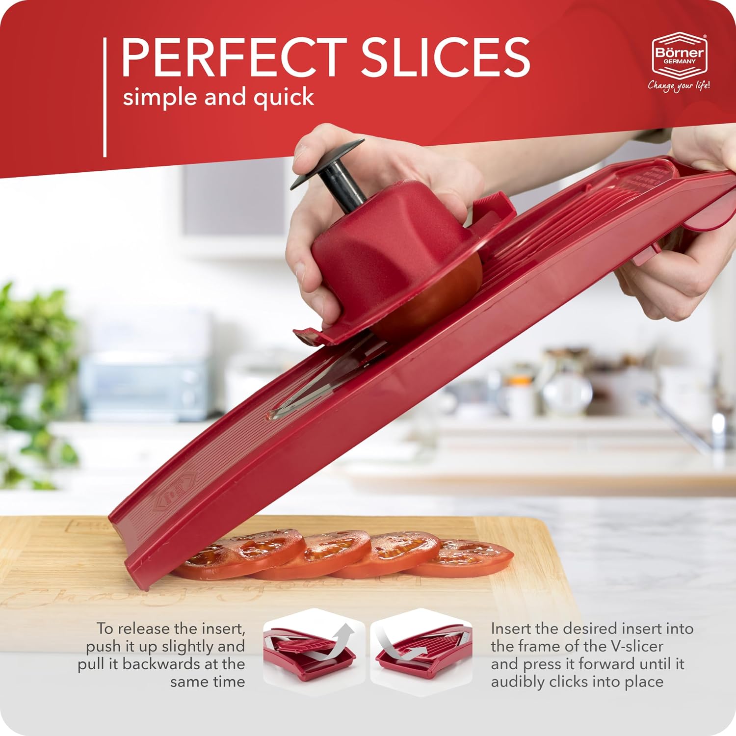 BORNER V Mandoline Slicer Kitchen V1 ClassicLine Starter Set | Vegetable Grater Börner - Quality Made in Germany, Color:Orange