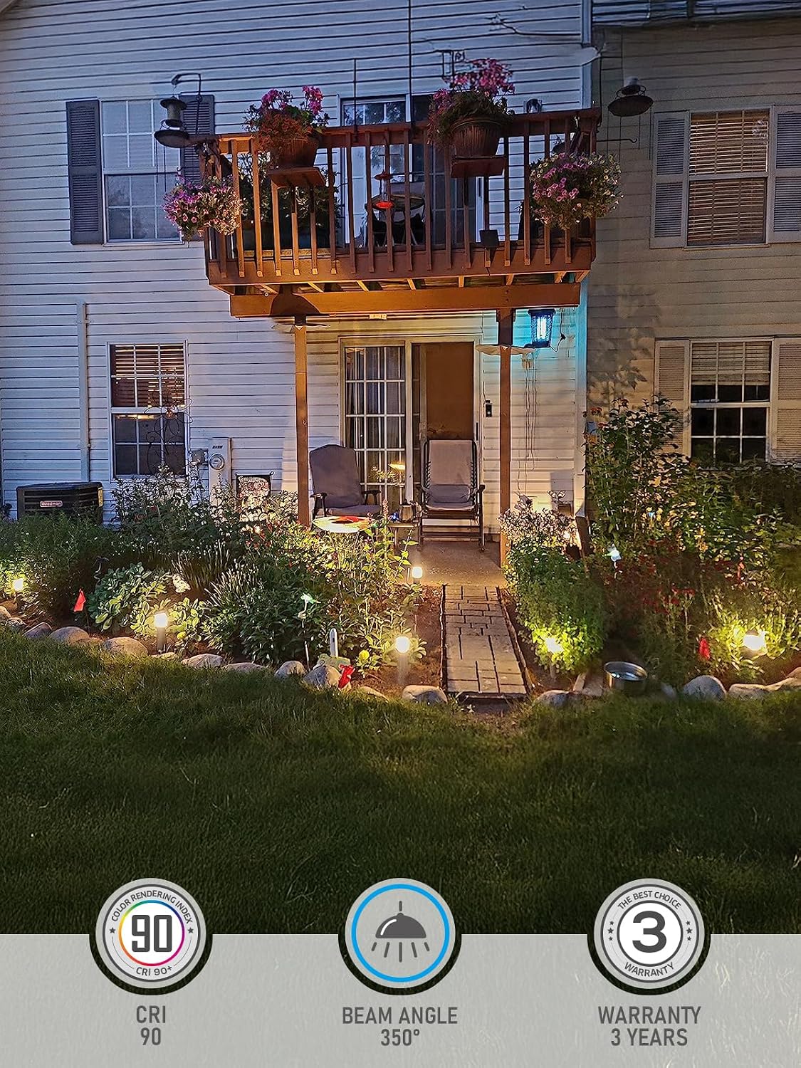 LEONLITE 8-Pack Low Voltage Landscape Pathway Lights, 3W, CRI90, 3000K