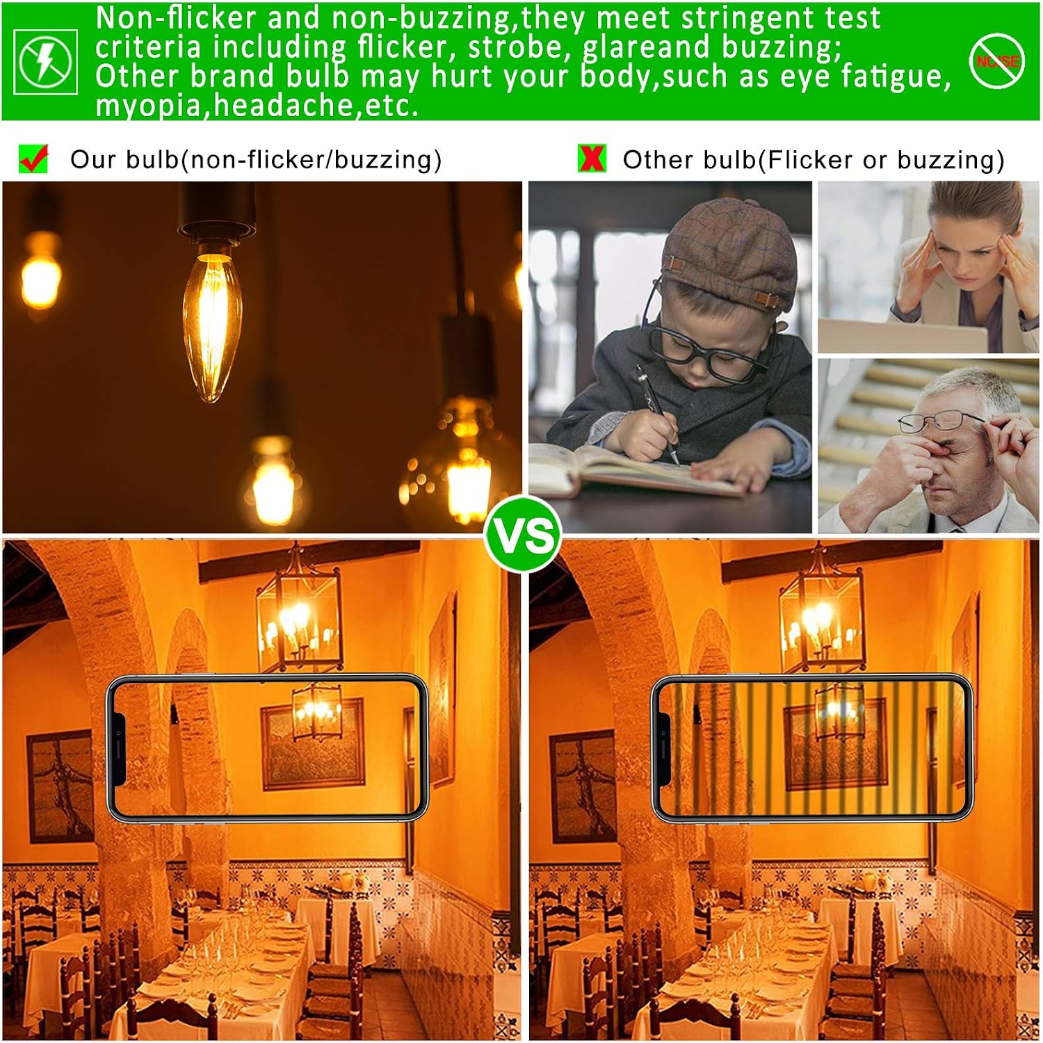 LiteHistory CA10 E12 Candelabra Bulb 40 watt,Amber Light Bulbs,2200K,6Pack | 4w=40 watt Light Bulbs,E12 Bulb,250lm,AC120V,ETL,Candelabra Light Bulbs for Chandelier Light Bulbs,Pendant,Candle Light Bulbs