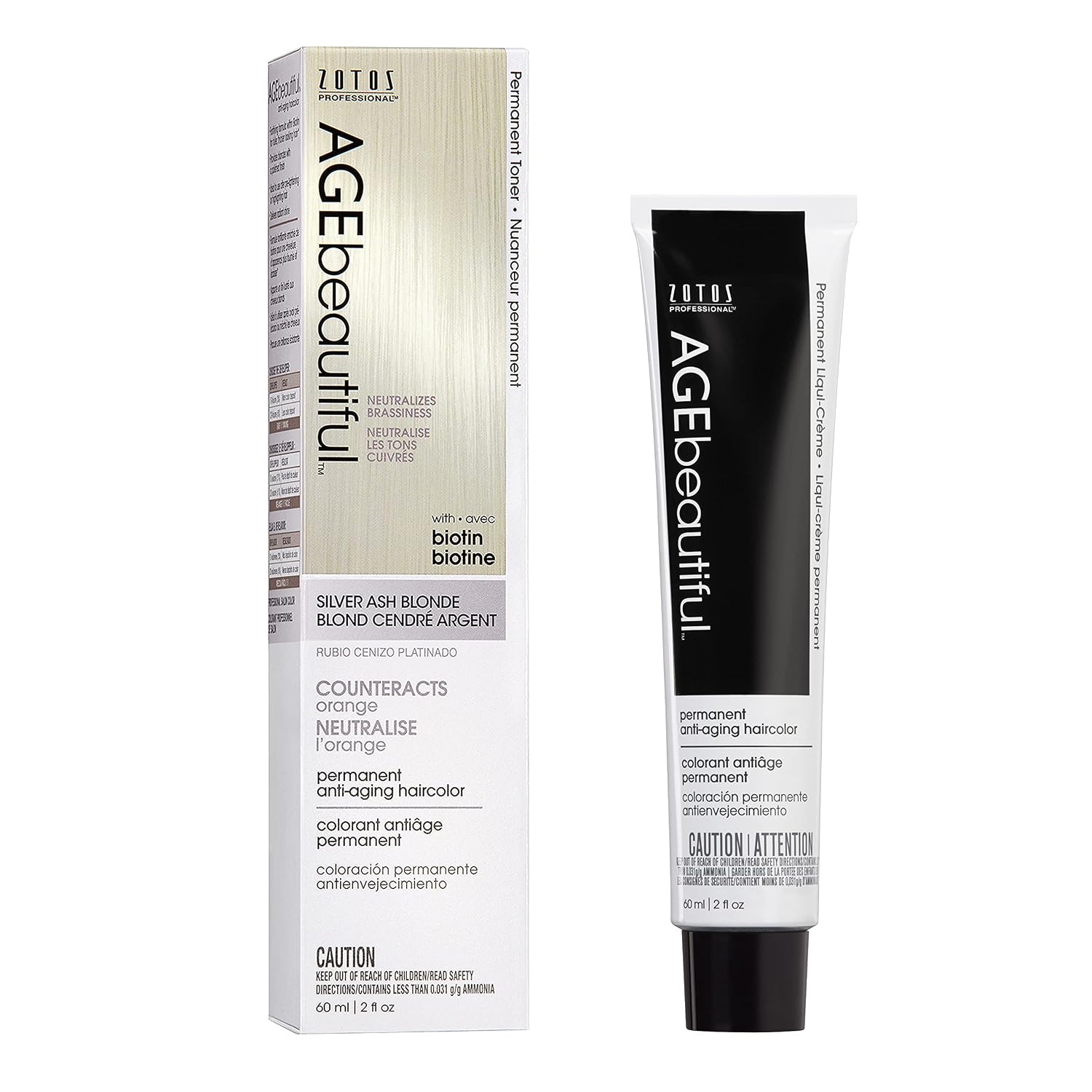 AGE beautiful Permanent Hair Color Cream, 100% Gray Coverage Hair Dye with Biotin Anti-Aging Formula for Fuller, Thicker Hair, Professional Salon Quality