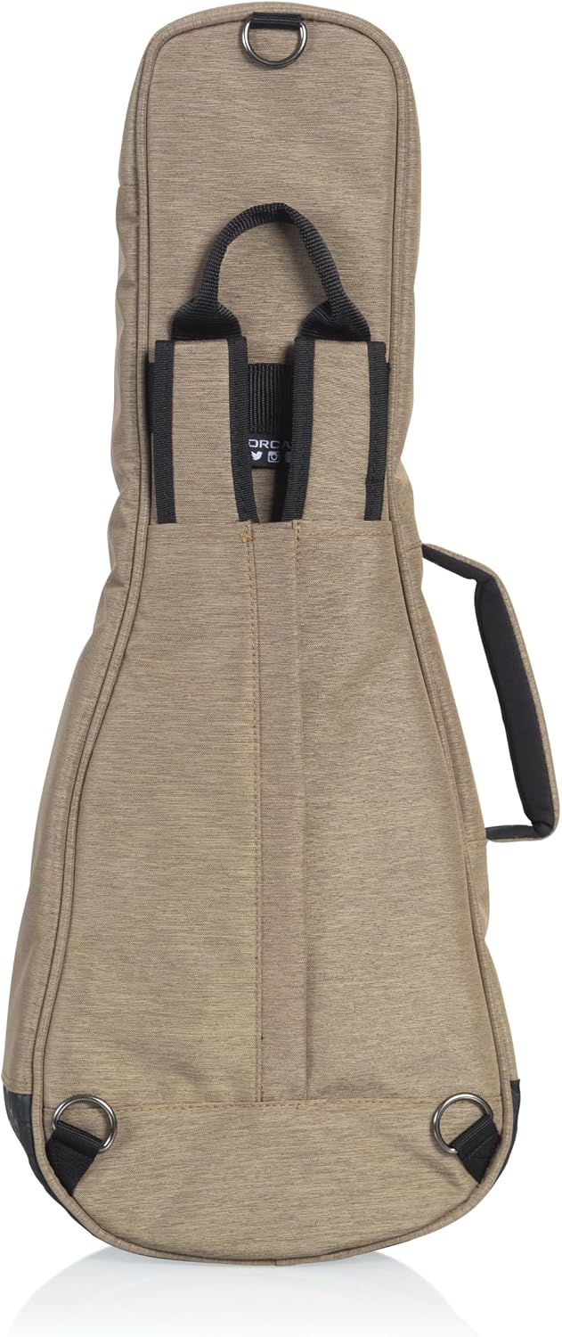 Gator Cases Transit Series Lightweight Bass Guitar Gig Bag with Back Pack Straps and Rubberized Base, Tan Exterior (GT-BASS-TAN)