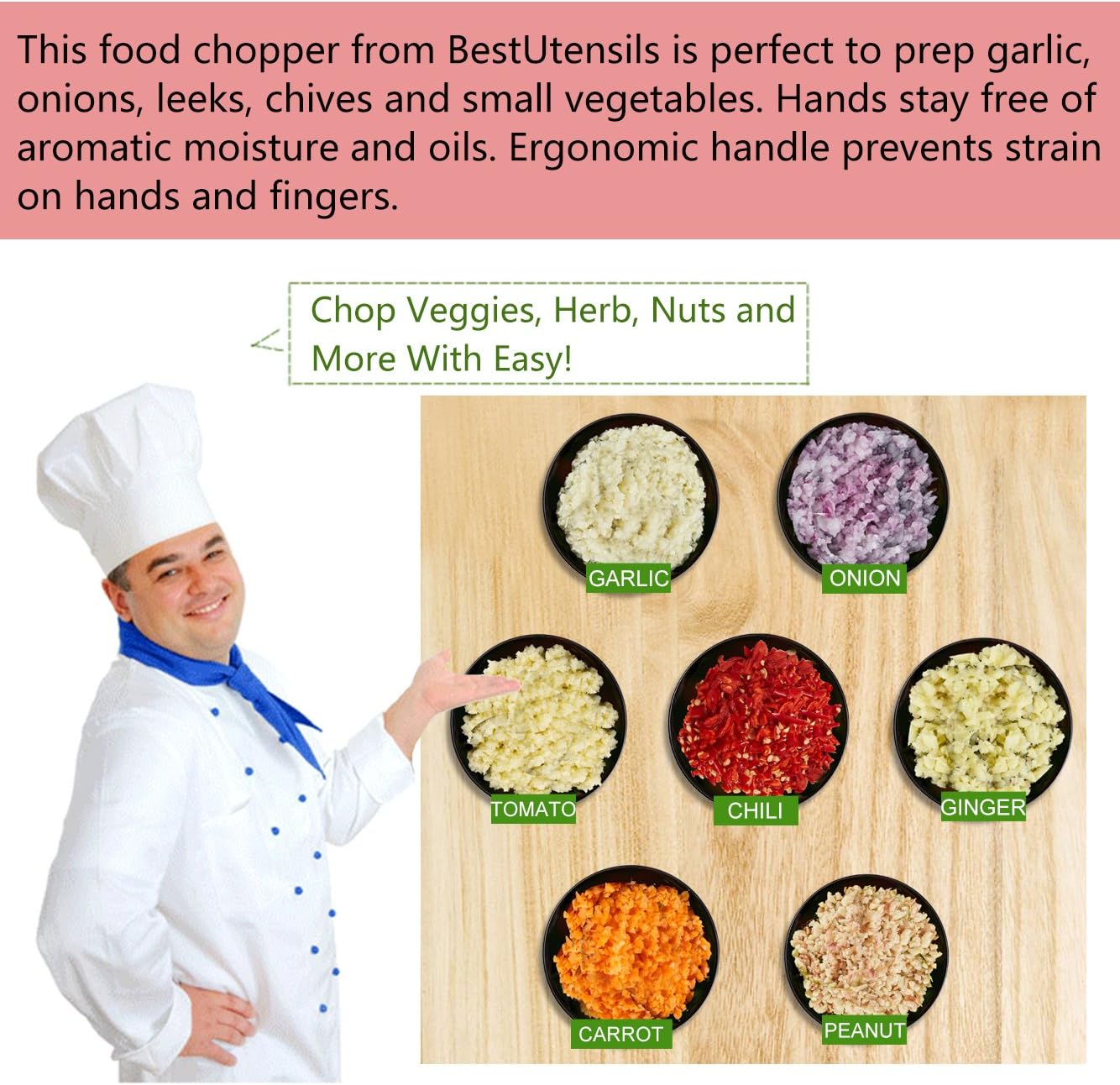 Best Utensils Premium Stainless Steel Chopper And Dicer Chop Veggies Herbs And Nuts With Ease Black