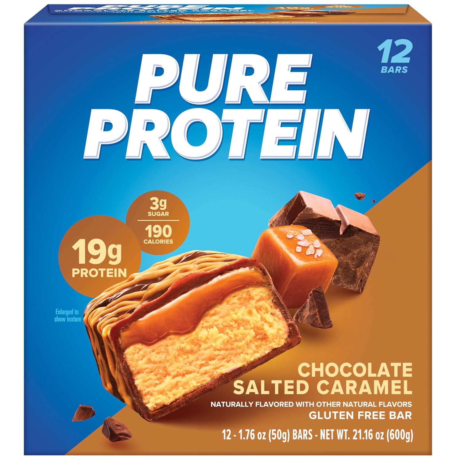 Pure Protein Chocolate Deluxe Protein Bars, 21g Protein, Gluten Free, 12 Ct