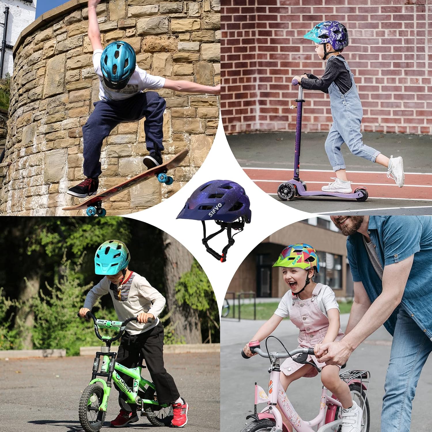 Kids Helmet, SIFVO Kids Bike Helmet Boys and Girls Bike Helmet with Cool Visor Helmet for Kids 5-14
