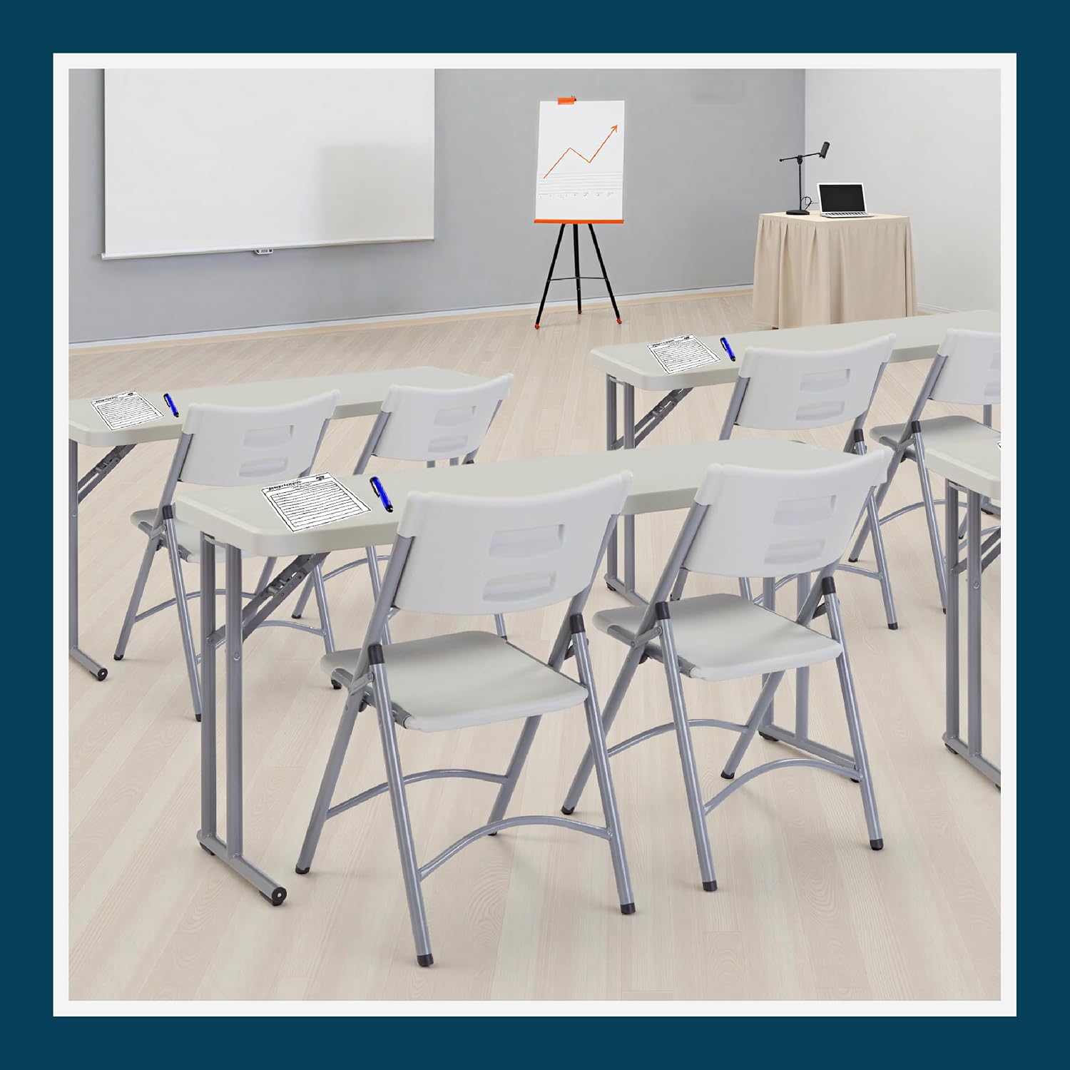 OEF Furnishings OEFBT-SEM1860 Commercial-Grade Premium Industrial Seminar Folding Table with Thick Blow-Molded Top and 16-Gauge Cantilever Steel