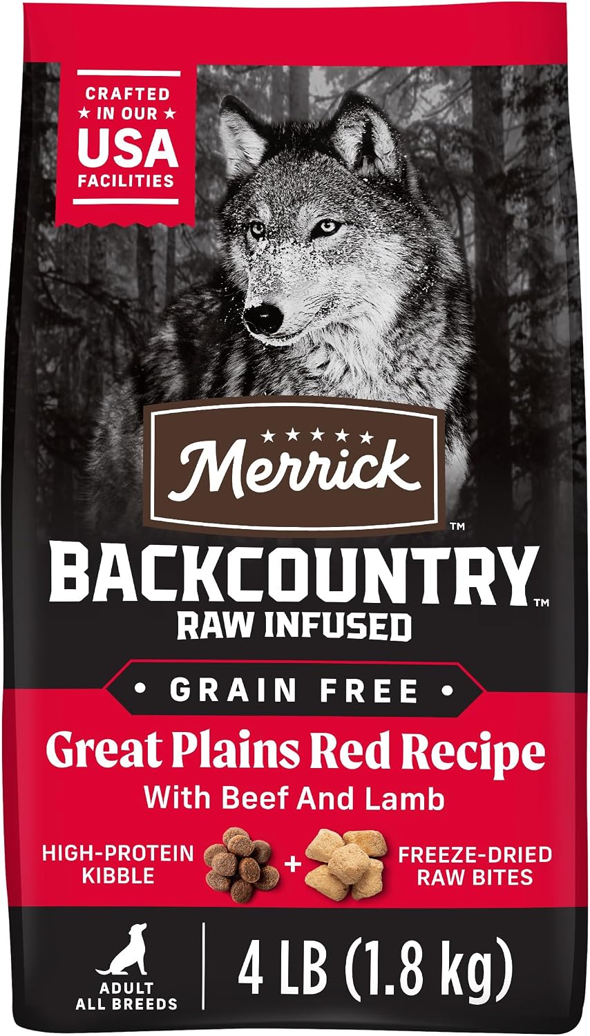 Merrick Backcountry Dry Dog Food Great Plains Red Recipe 4 lb Bag