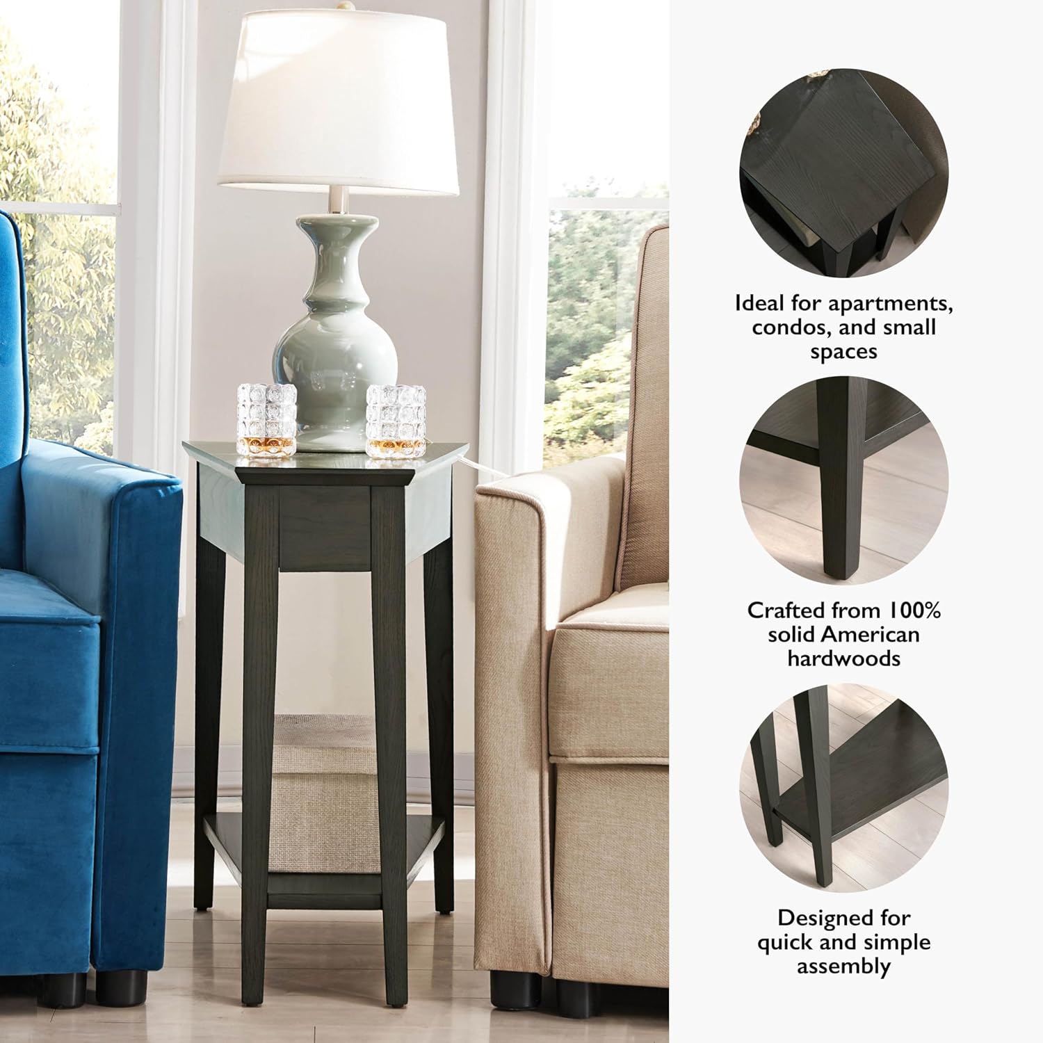 Leick Home Delton Wedge End Table, 17", Sienna