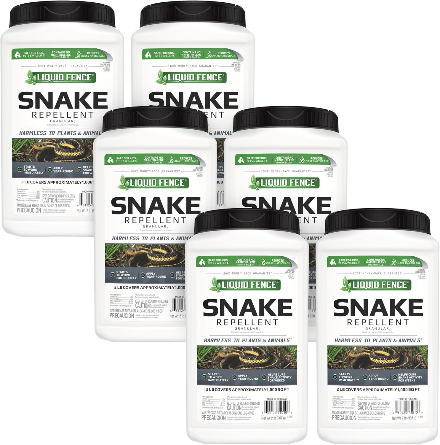 Liquid Fence Snake Repellent Granules, Safe Around Kids and Pets When Used & Stored as Directed, Keep Snakes Out of Garden, Patio and Backyard, 2 lb