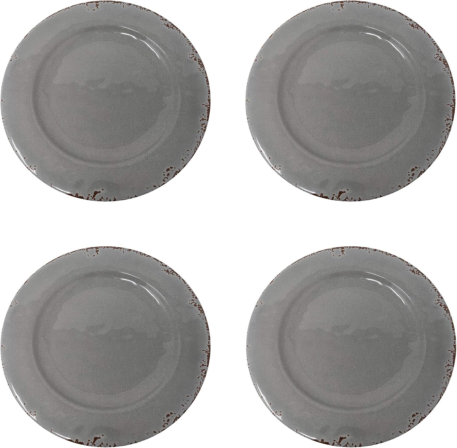 Gianna's Home 12 Piece Rustic Farmhouse Melamine Dinnerware Set, Service for 4 (Gray)