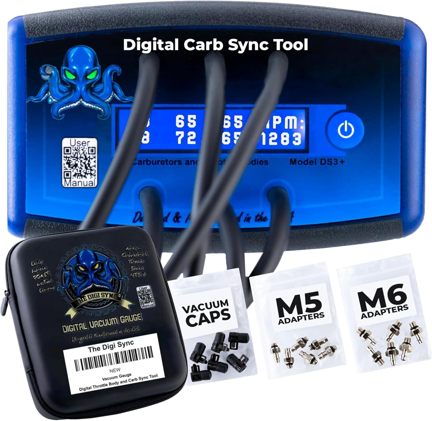 6-Channel - The Digi Sync™ Digital Throttle Body & Carb Sync Tool, Easy To Use & Accurate Carburetor Synchronizer, Vacuum Gauge Carburetor