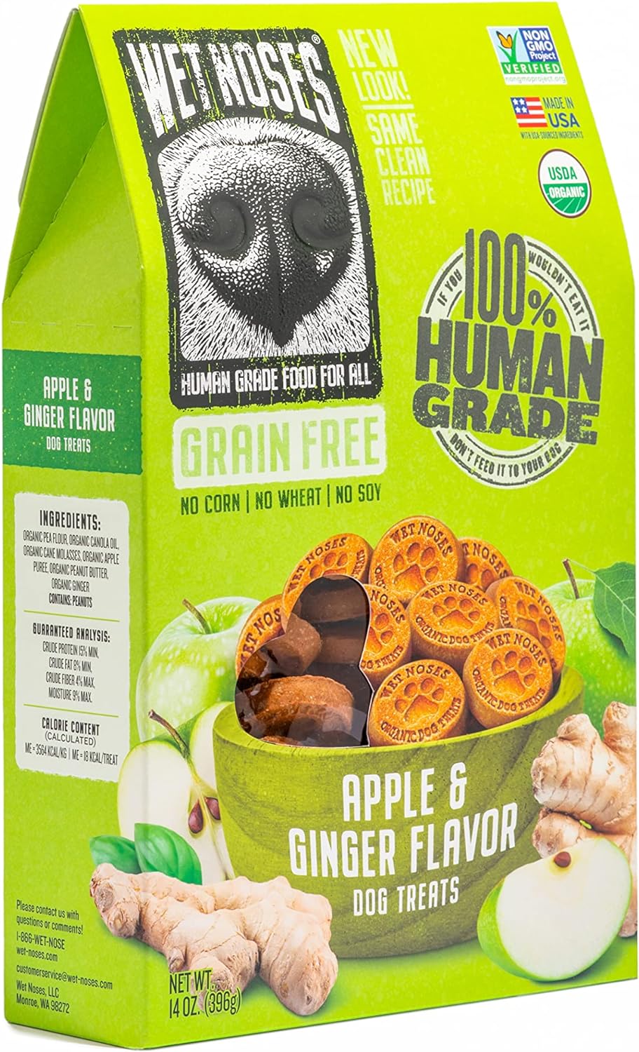 Wet Noses Organic Crunchy Dog Treats – All-Natural, Human-Grade, Non-GMO, Healthy Training & Delicious Snacks for Dogs