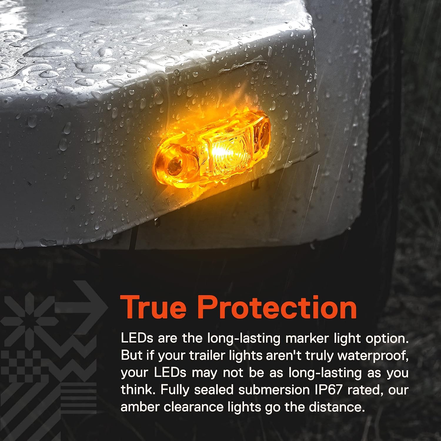 TRUE MODS 2pc 2.5" Amber Oval LED Trailer Marker Lights for Boat Trailer RV